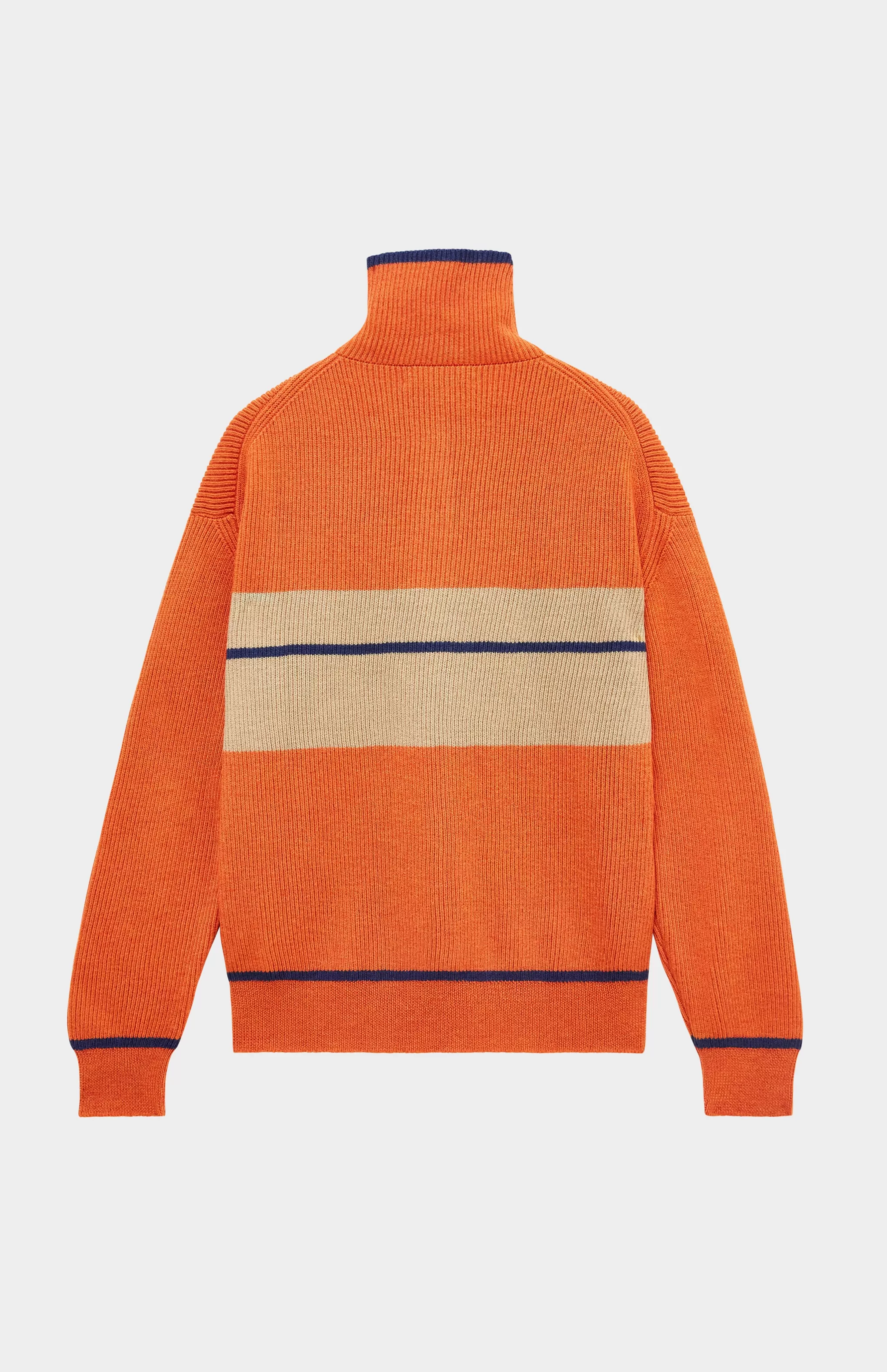 Best Men's Merino Half Zip Sweater In Flame Red Men Made in Scotland