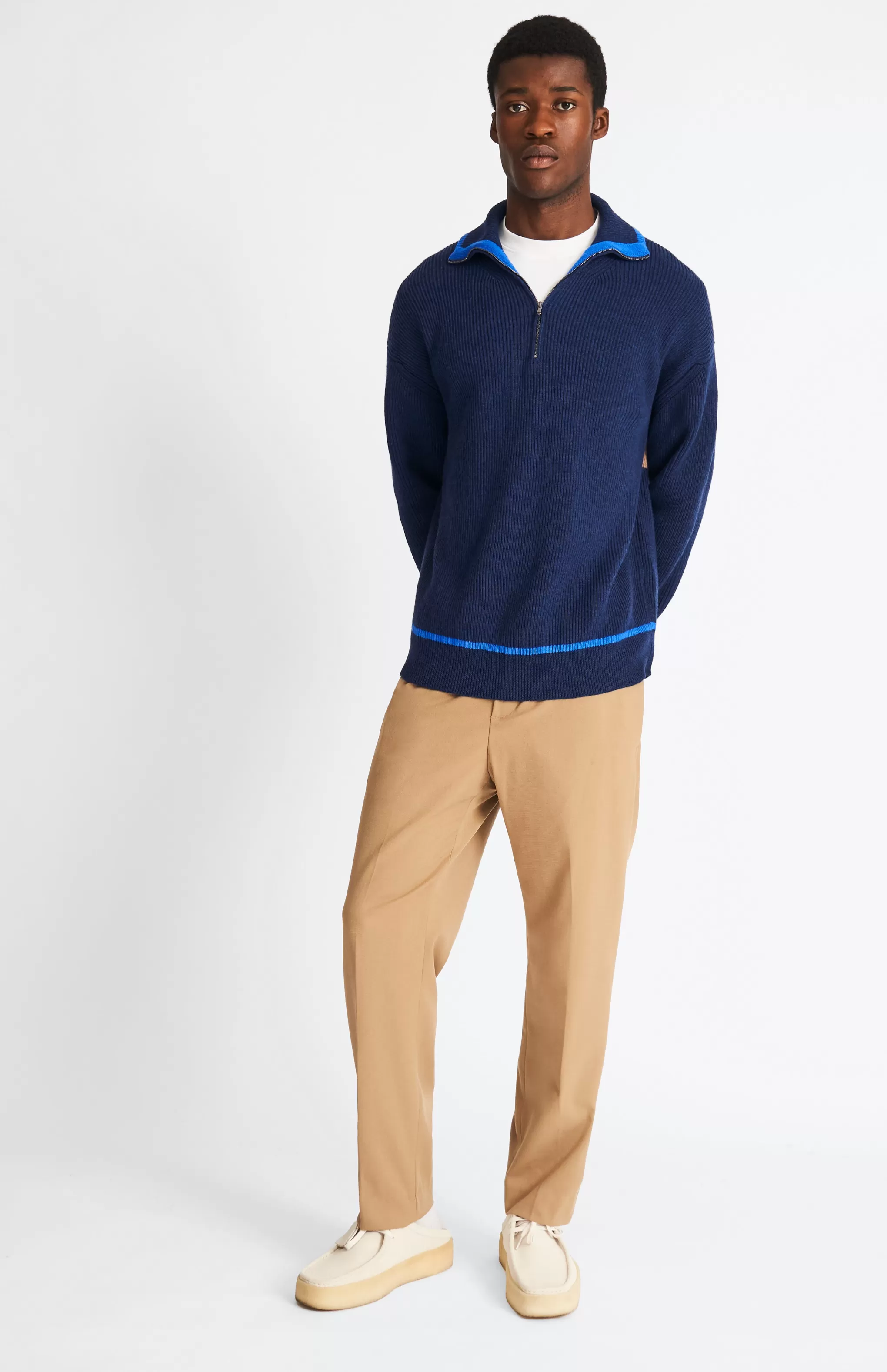 Shop Men's Merino Half Zip Sweater In Ink Men Jumpers