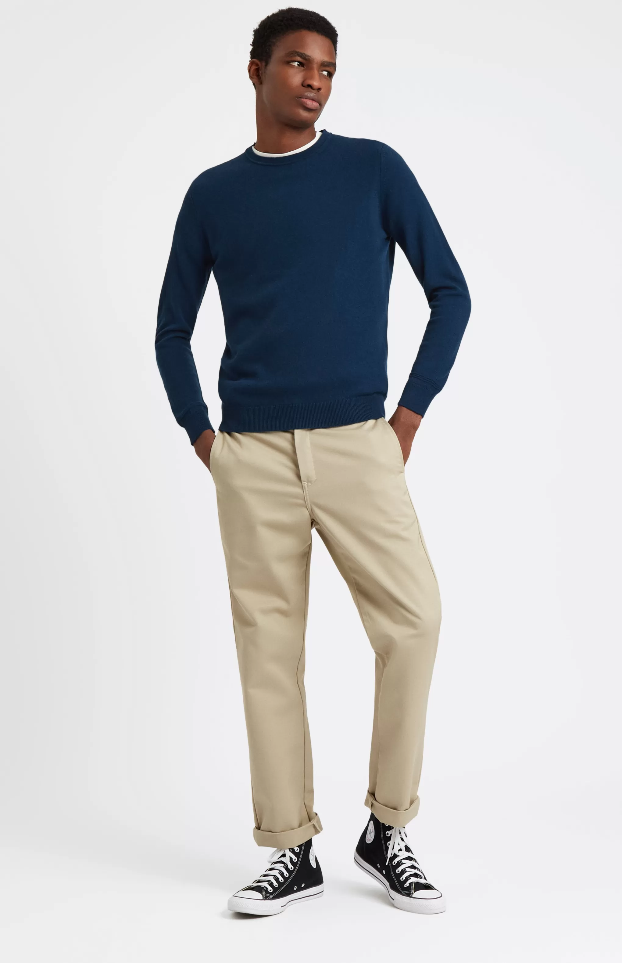 Sale Men's Round Neck Cashmere Jumper In Atlantic Blue Men Round Neck Knits