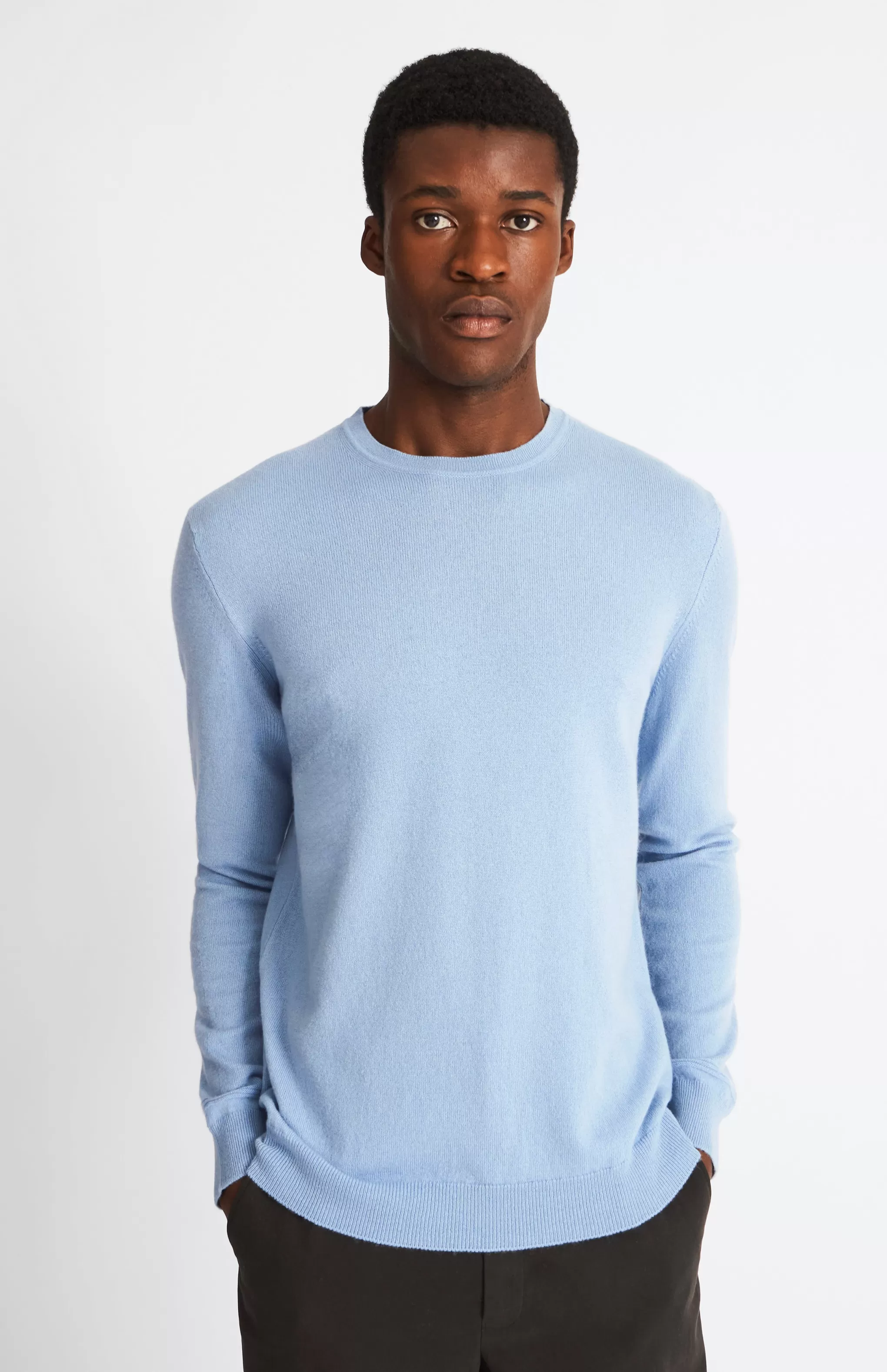 Hot Men's Round Neck Cashmere Jumper In Norse Blue Men Gifts for Men