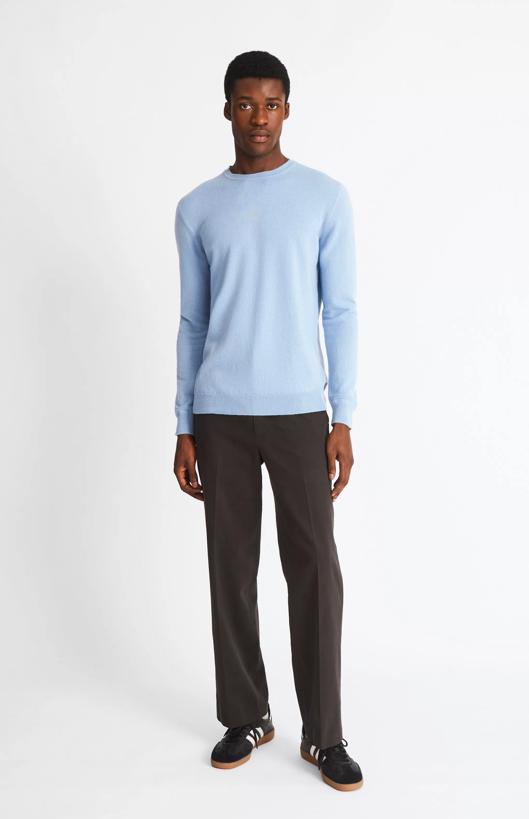 Clearance Men's Round Neck Cashmere Jumper In Norse Blue Men Classic Cashmere