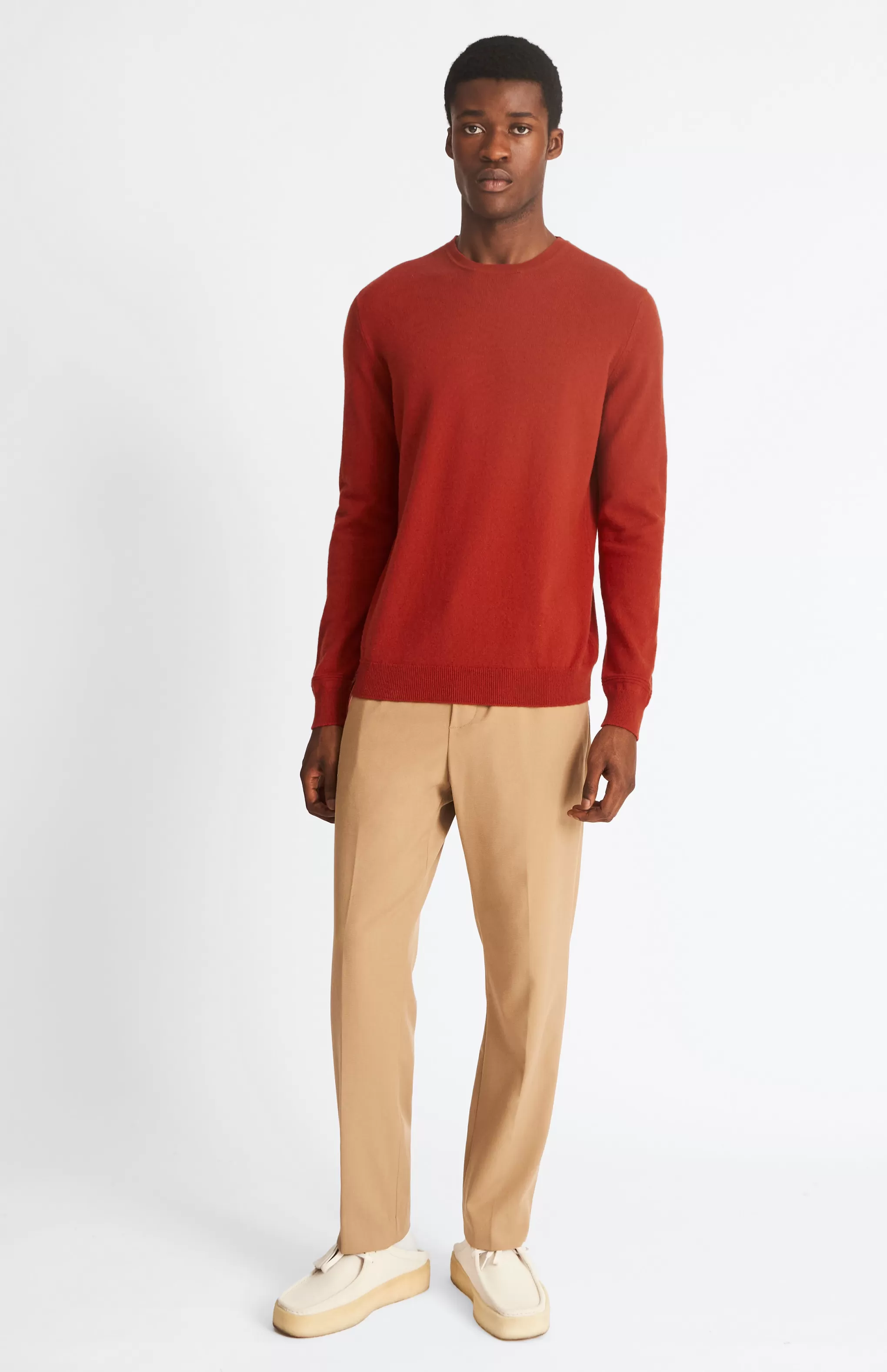 Flash Sale Men's Round Neck Cashmere Jumper In Rust Red Men Gifts for Men