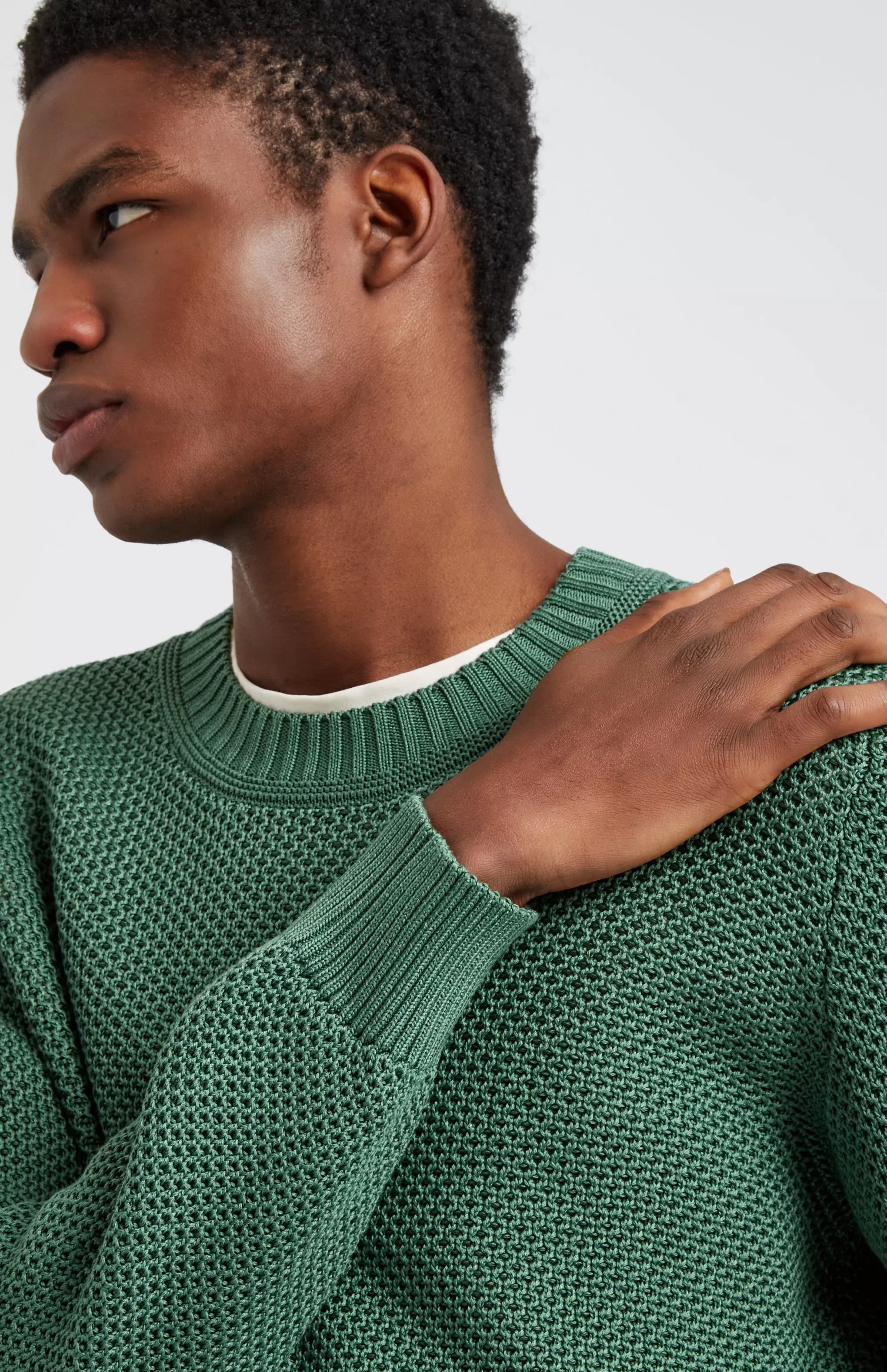 Flash Sale Men's Round Neck Cotton Jumper In Forest Green Men Round Neck Knits