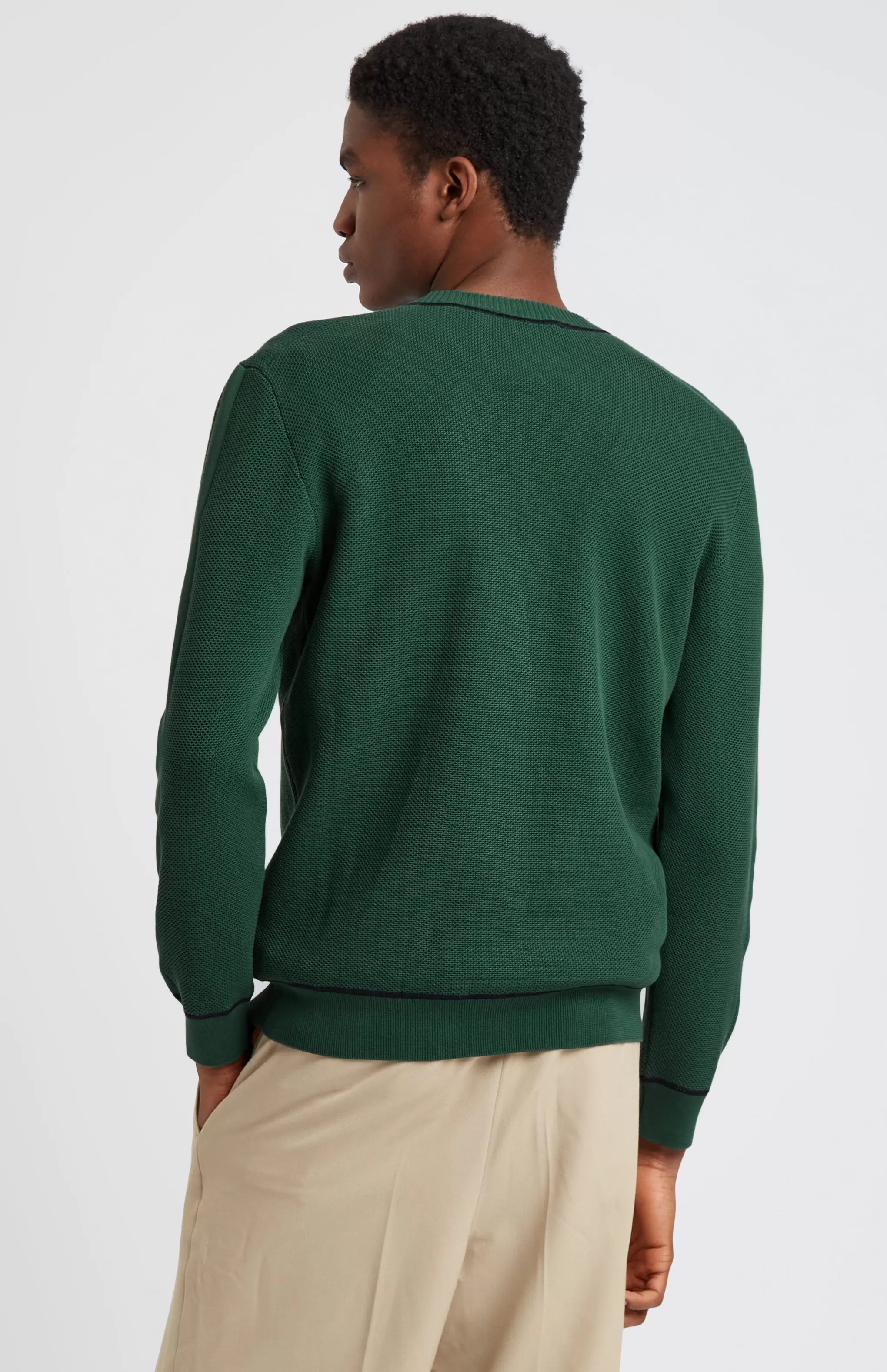 New Men's Round Neck Cotton Sweatshirt Jumper In Forest Green / Navy Men Cotton