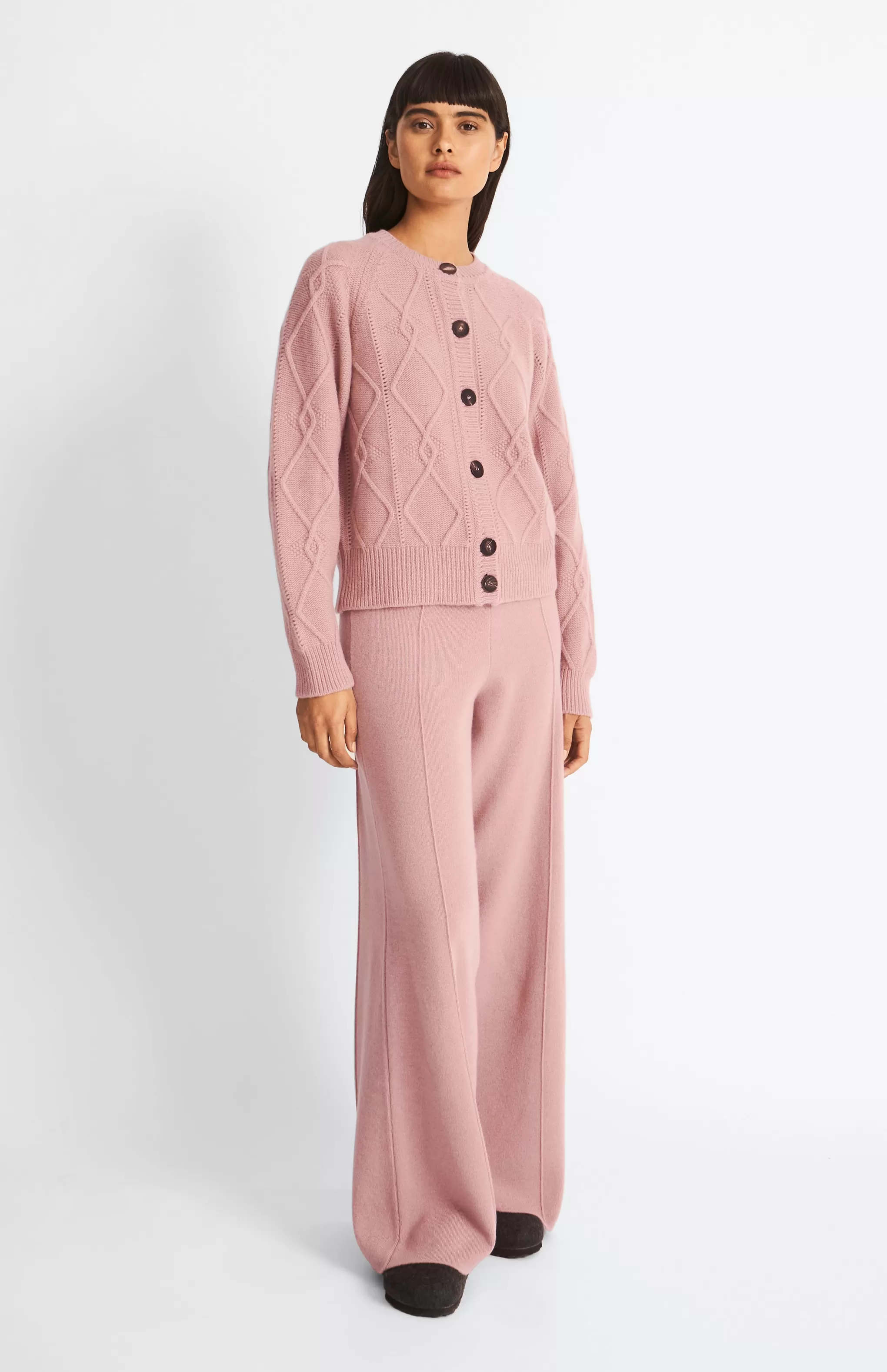 Store Multi Texture Cashmere Blend Cardigan In Dusty Pink Men/Women Loungewear