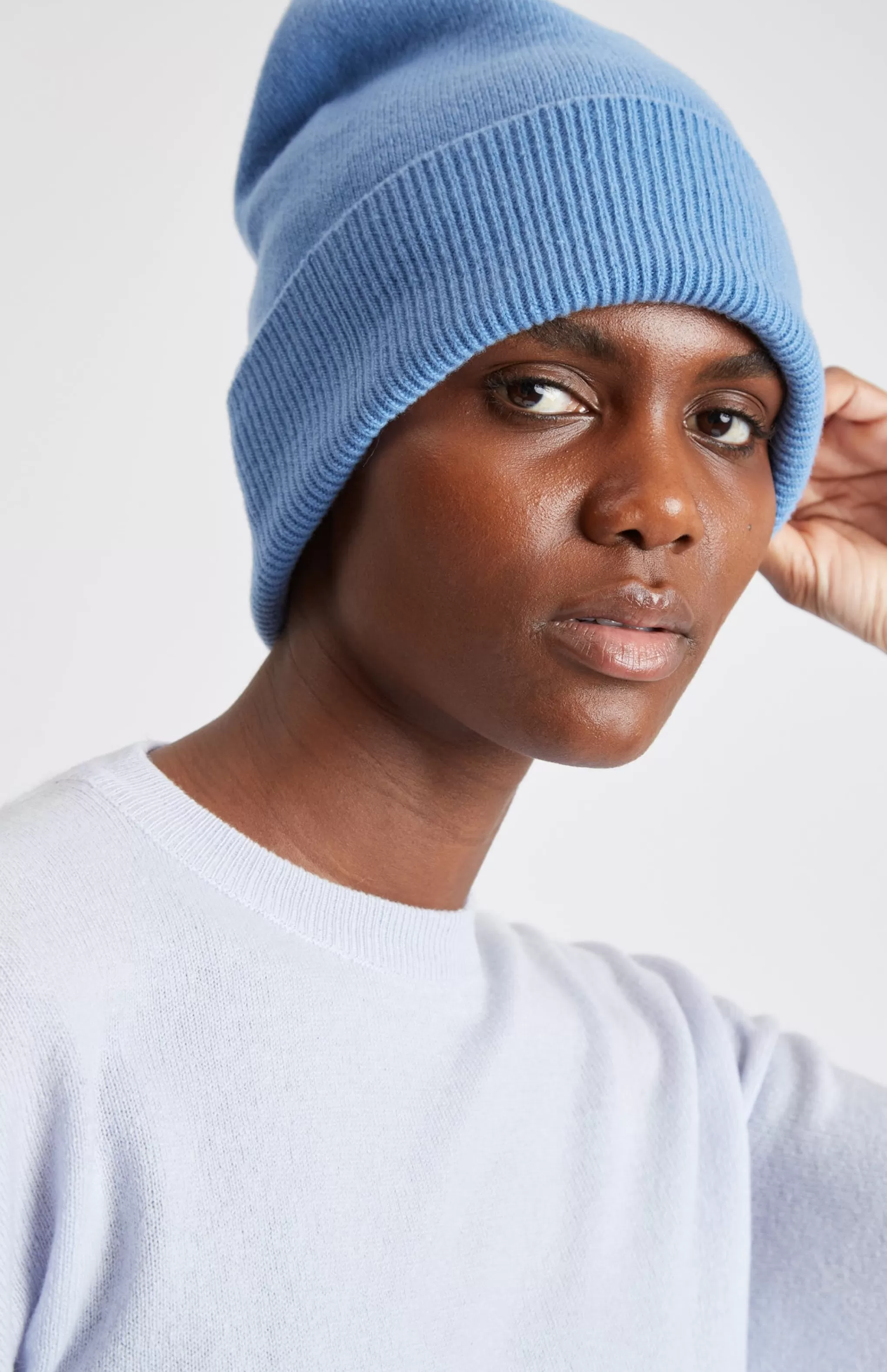 Store Ribbed Wool Cashmere Blend Beanie In Light Blue Men/Women Gifts For Women
