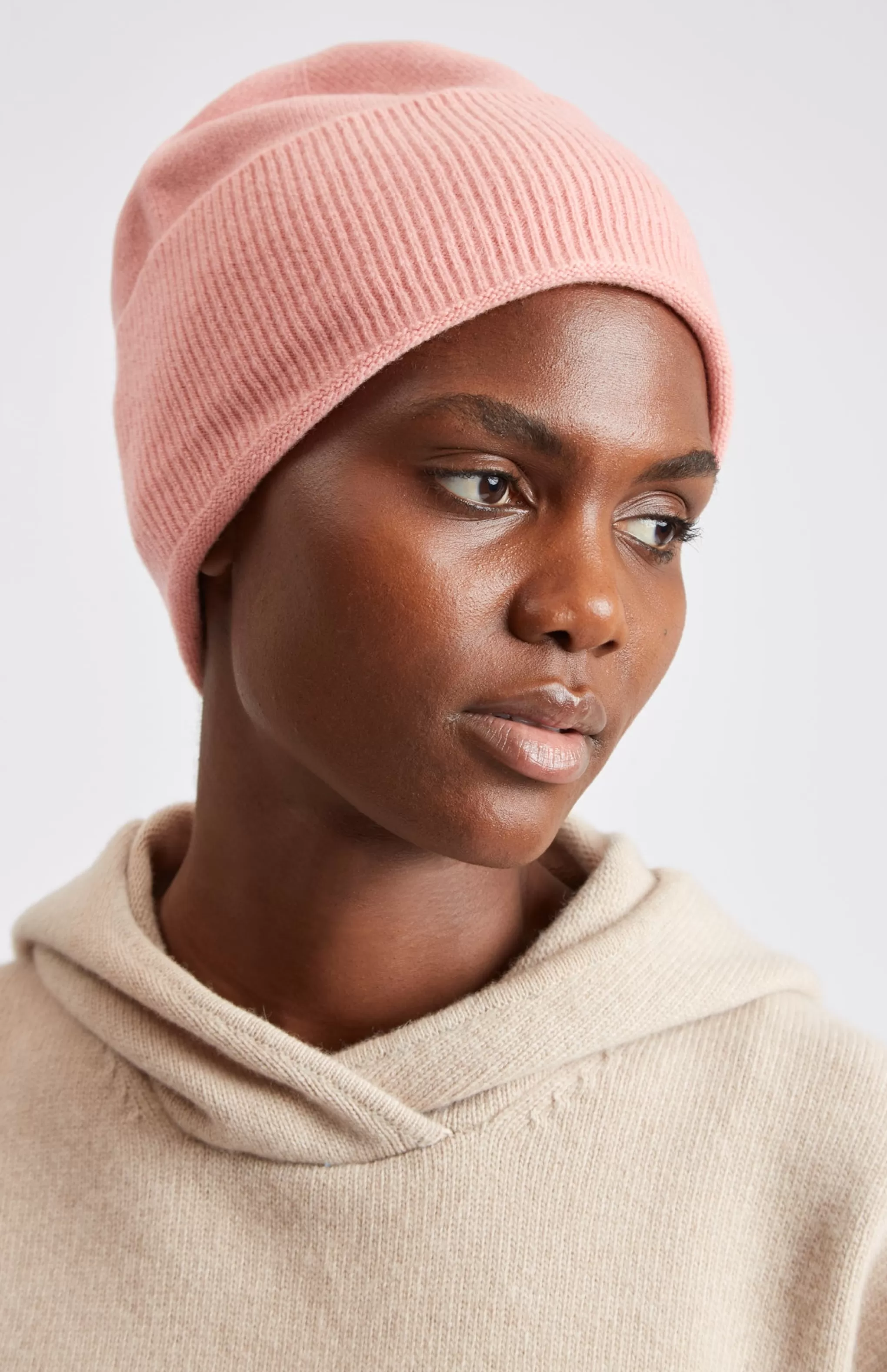 Best Sale Ribbed Wool Cashmere Blend Beanie In Pink Men Gifts for Men