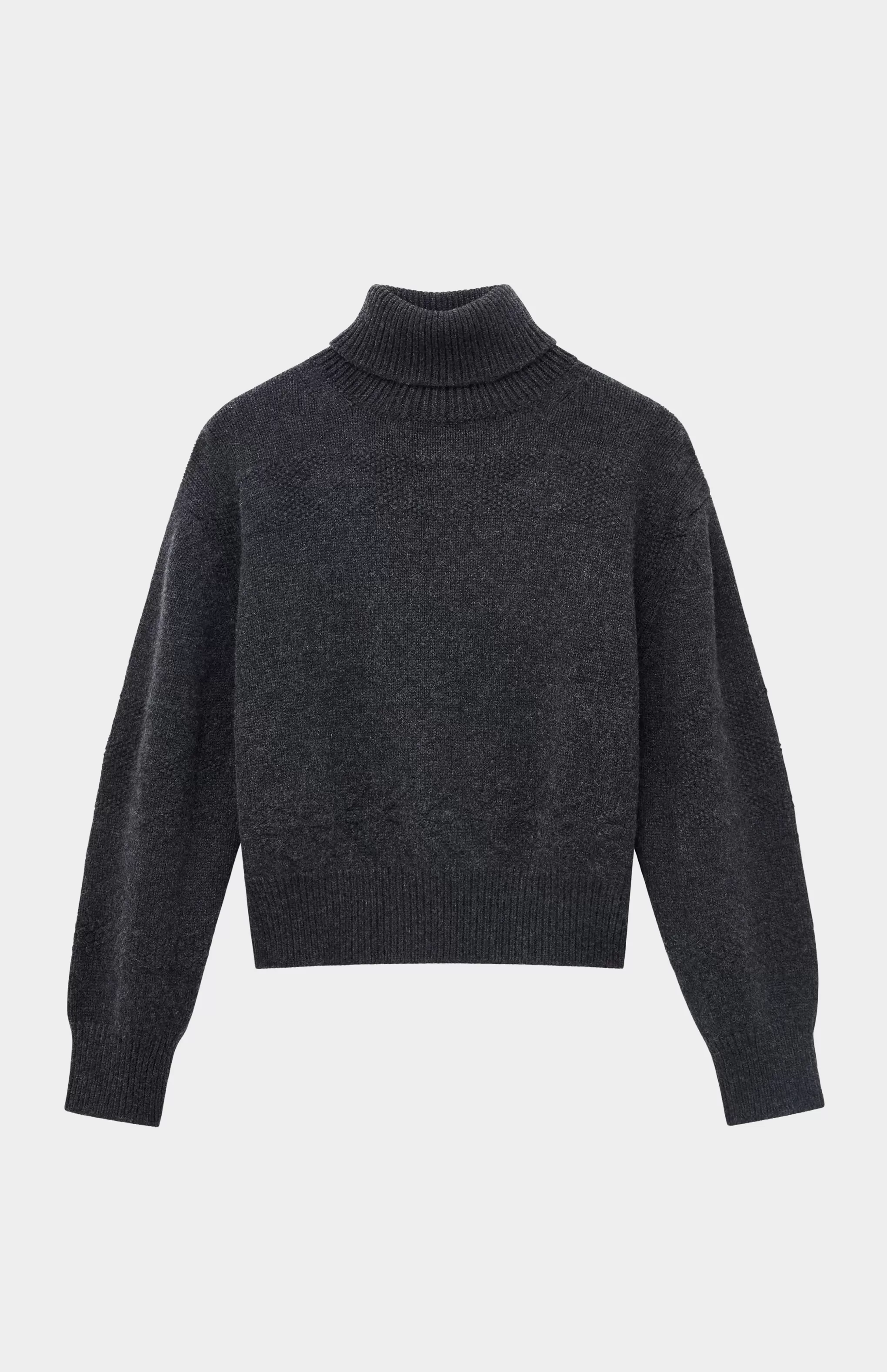 Outlet Roll Neck Guernsey Cashmere Jumper In Charcoal Men/Women Gifts For Women