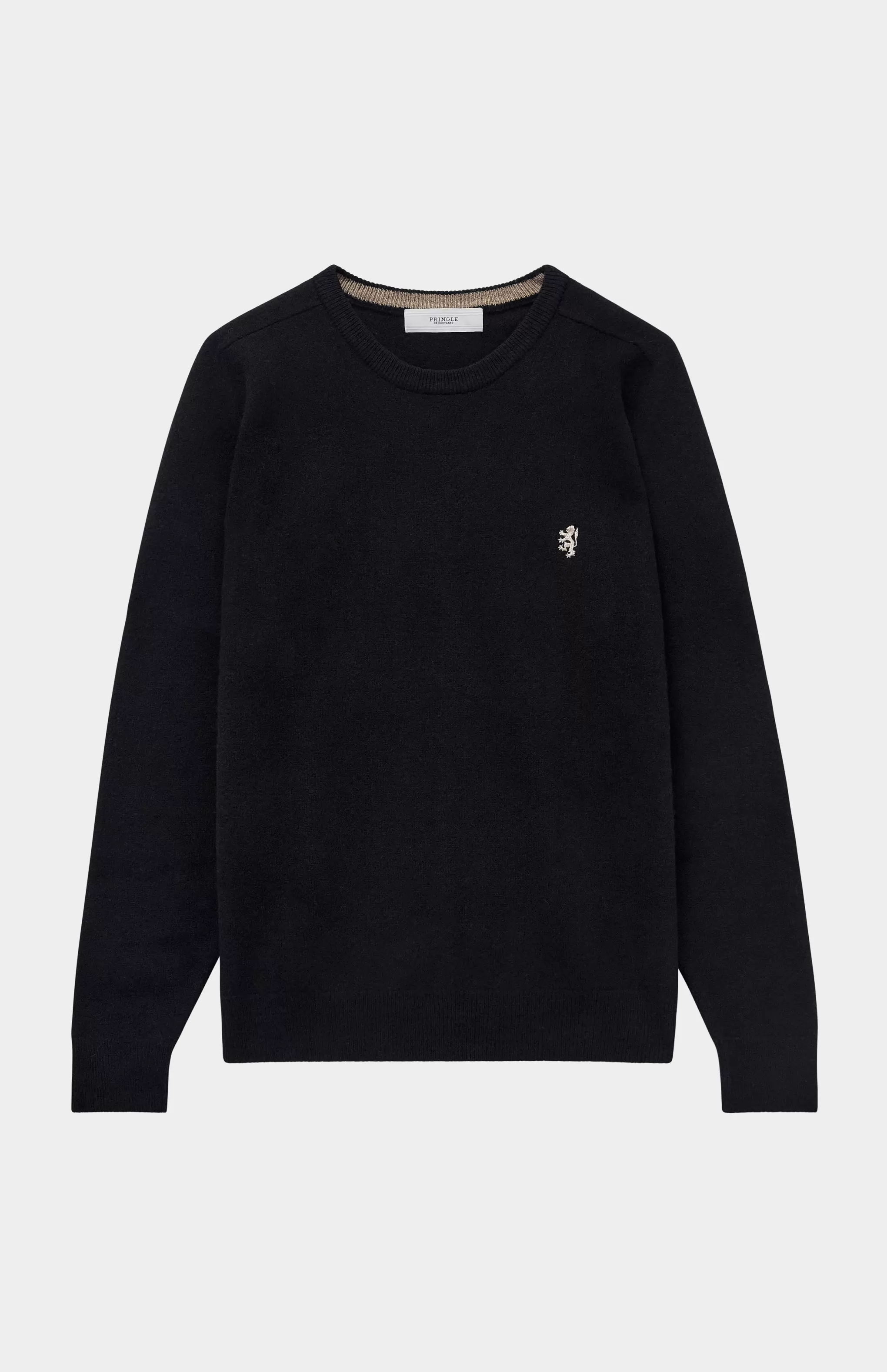 Sale Round Neck Lion Lambswool Jumper In Black / Colt Men Round Neck Knits