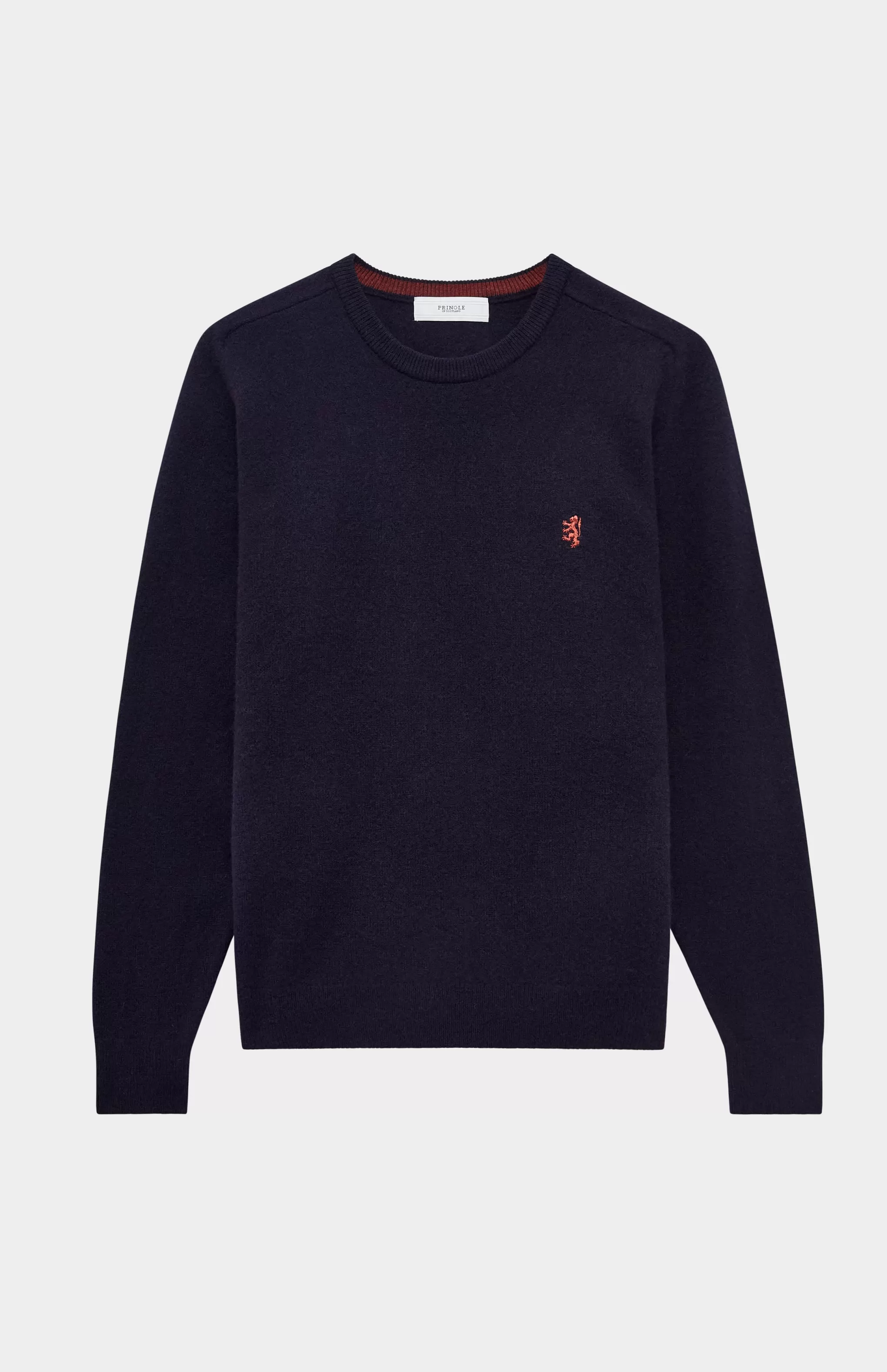 Discount Round Neck Lion Lambswool Jumper In Navy / Rust Red Men Jumpers