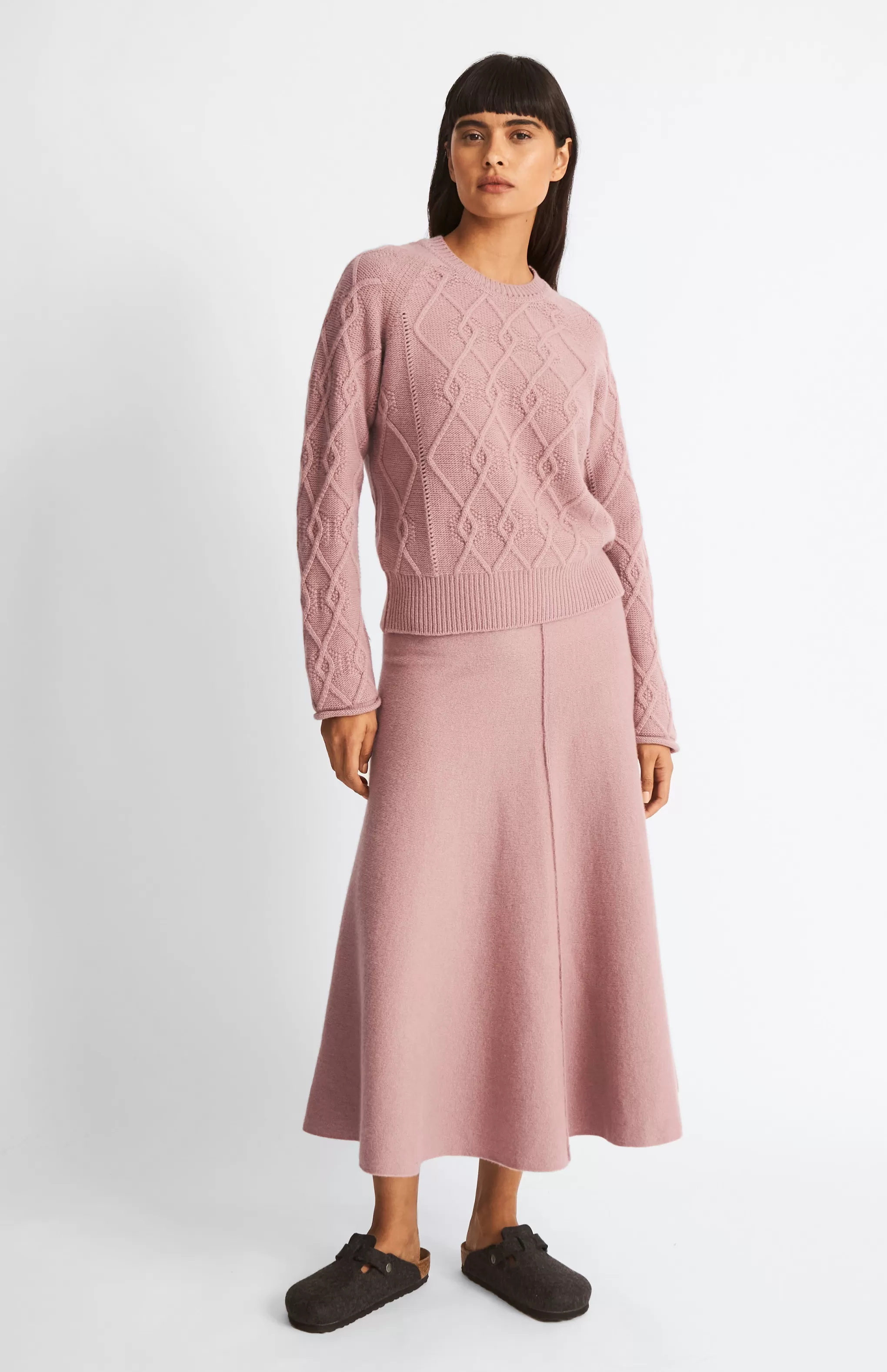 Sale Round Neck Multi Textured Cashmere Blend Jumper In Dusty Pink Men/Women Gifts For Women