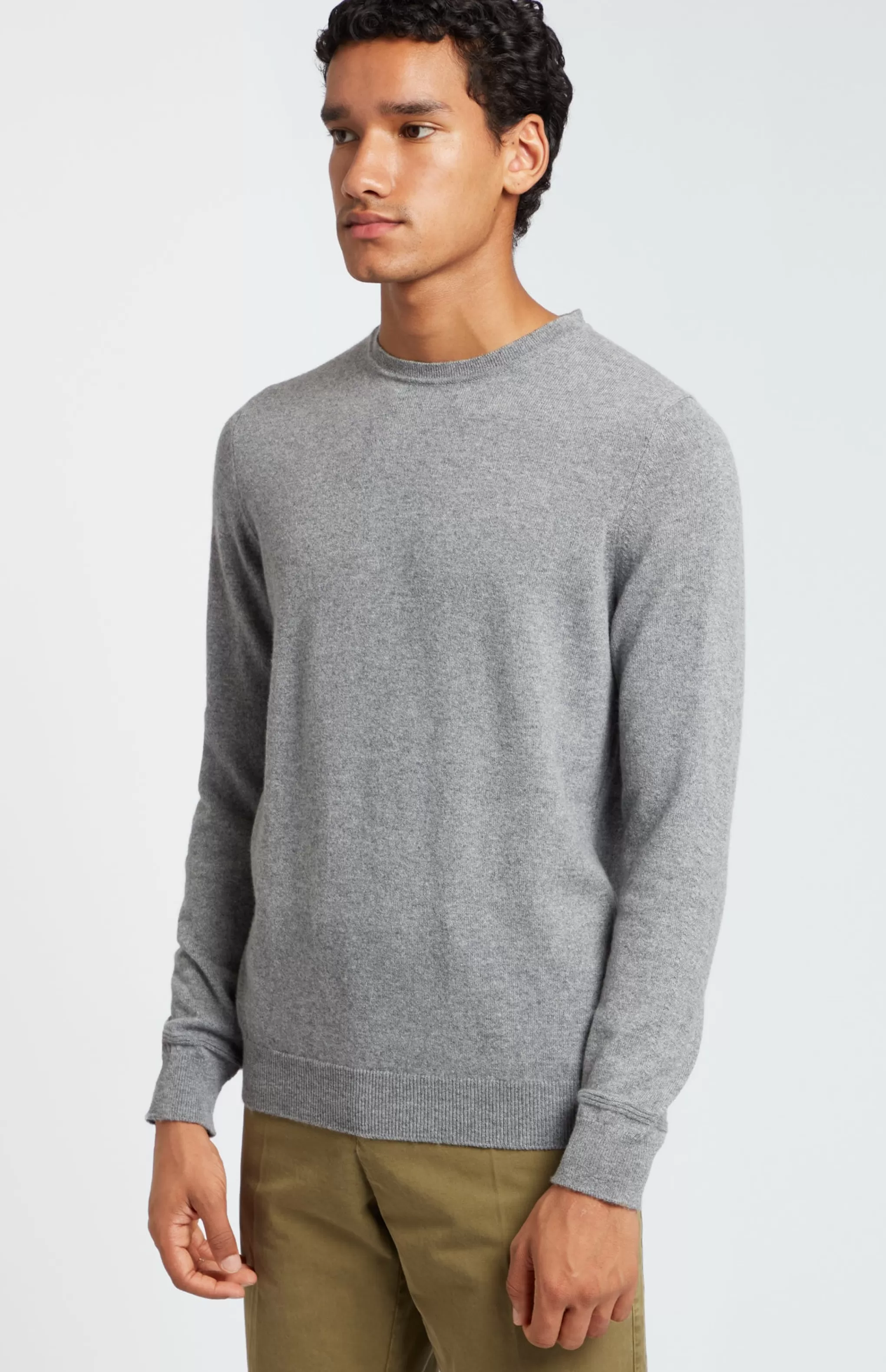Fashion Scottish Cashmere Jumper In Flannel Grey Men Gifts for Men