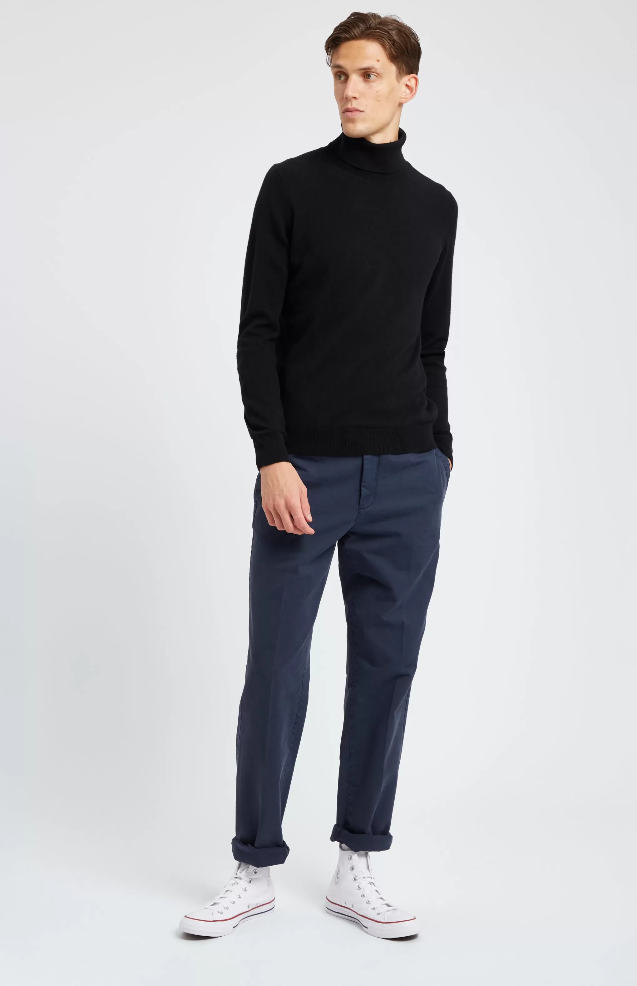 Best Sale Scottish Cashmere Roll Neck Jumper In Black Men High Neck Knits