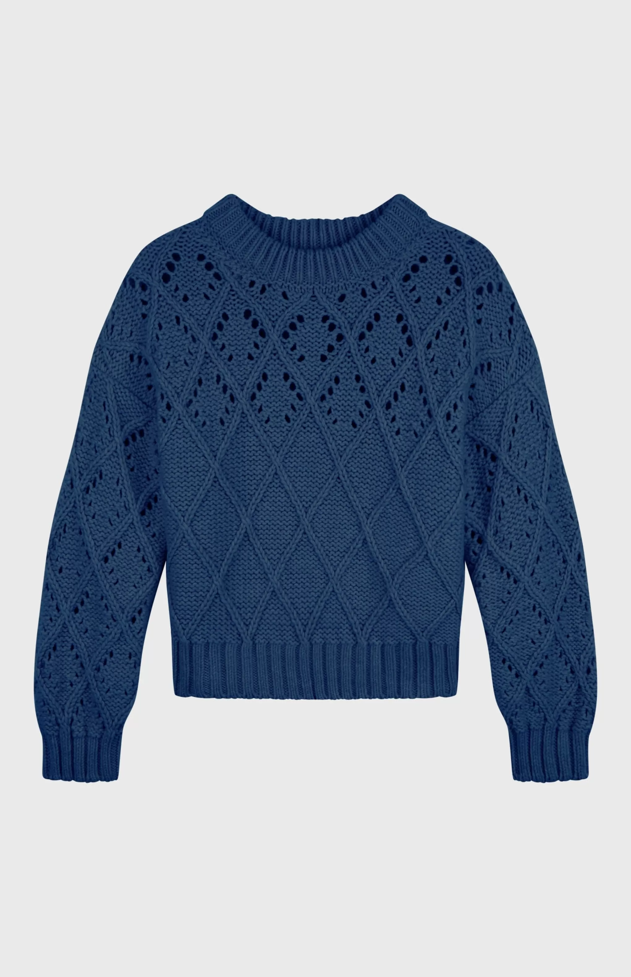 Online Superfine Wool Jumper With Allover Diamond Pattern In Storm Blue Men/Women Round Neck Knits