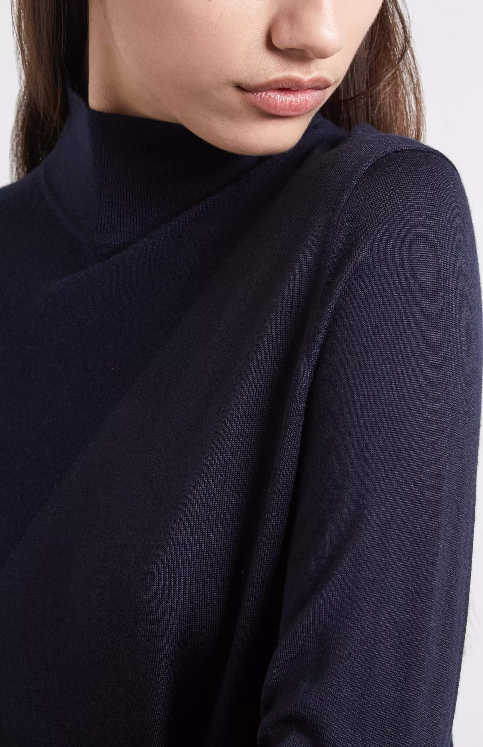 Outlet Textured Merino Jumper In Navy Men/Women Merino