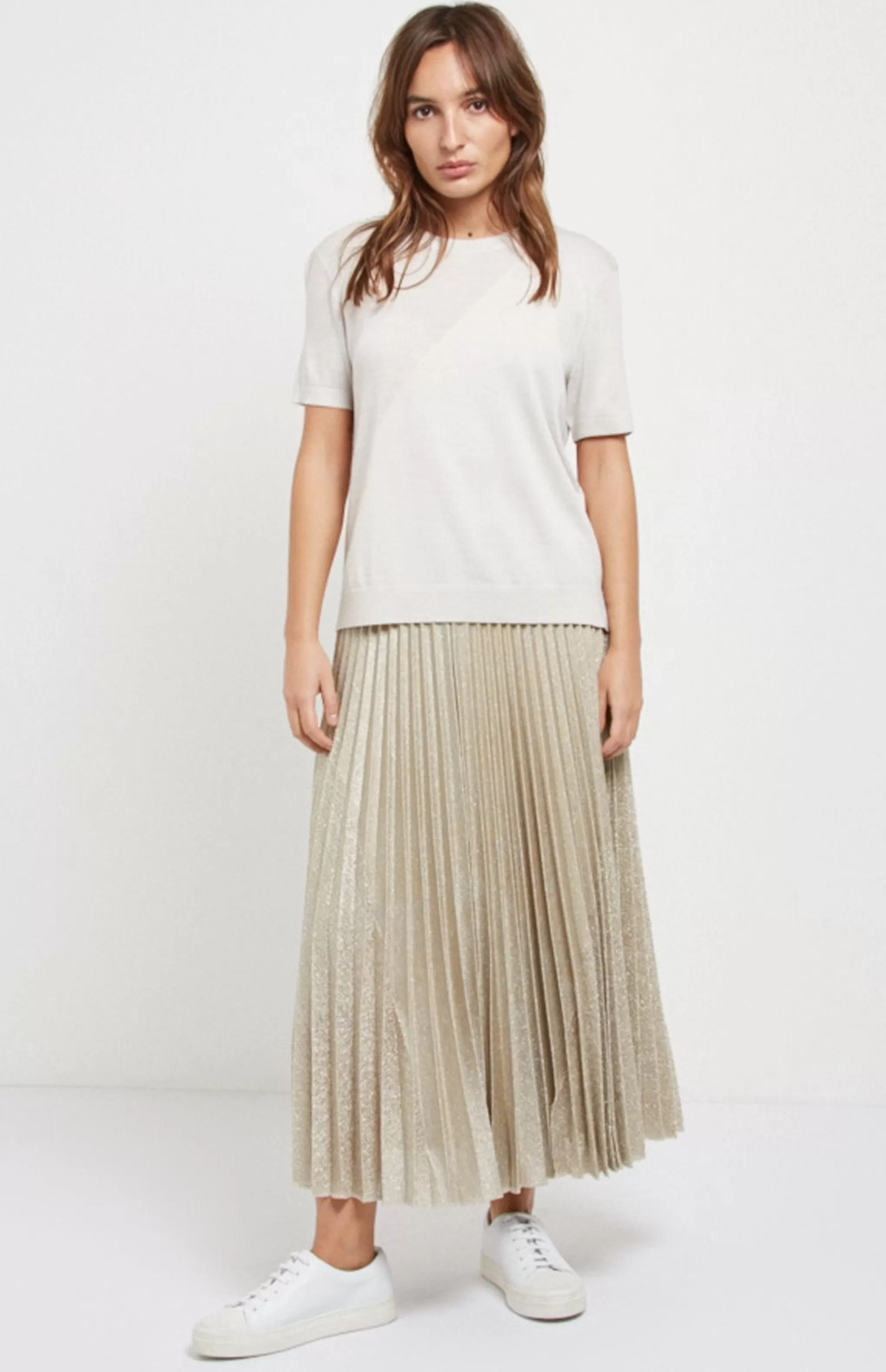 Online Textured Merino T Shirt In White Men/Women Round Neck Knits