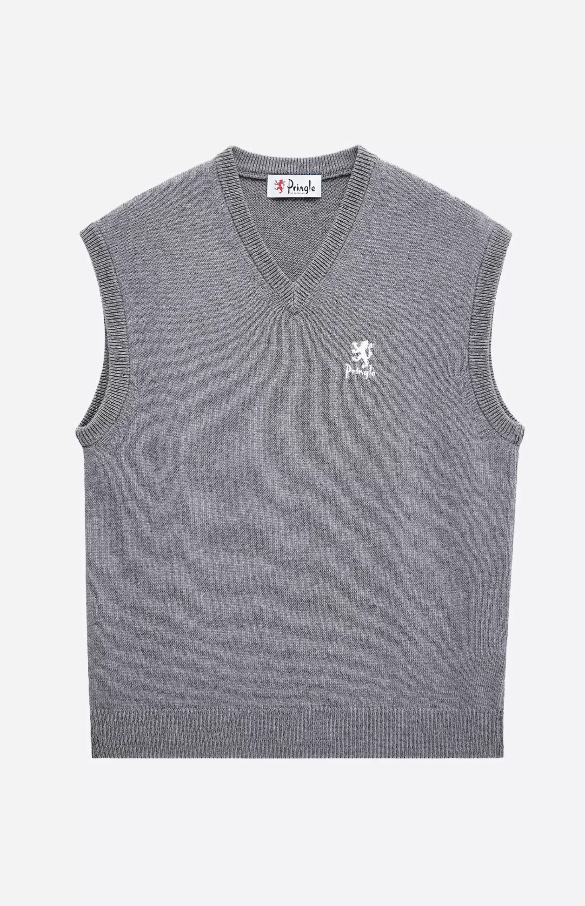 Cheap Unisex Archive Lambswool Blend Vest In Grey Marl Men/Women V Neck Knits
