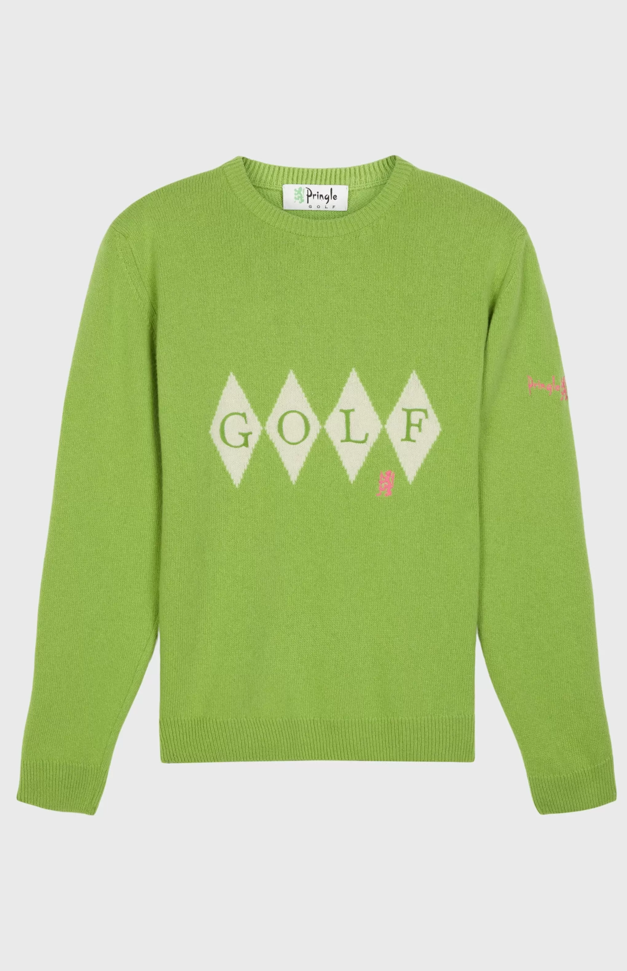 Outlet Unisex Diamond Motif Heritage Golf Jumper In Green And Ivory Men Jumpers