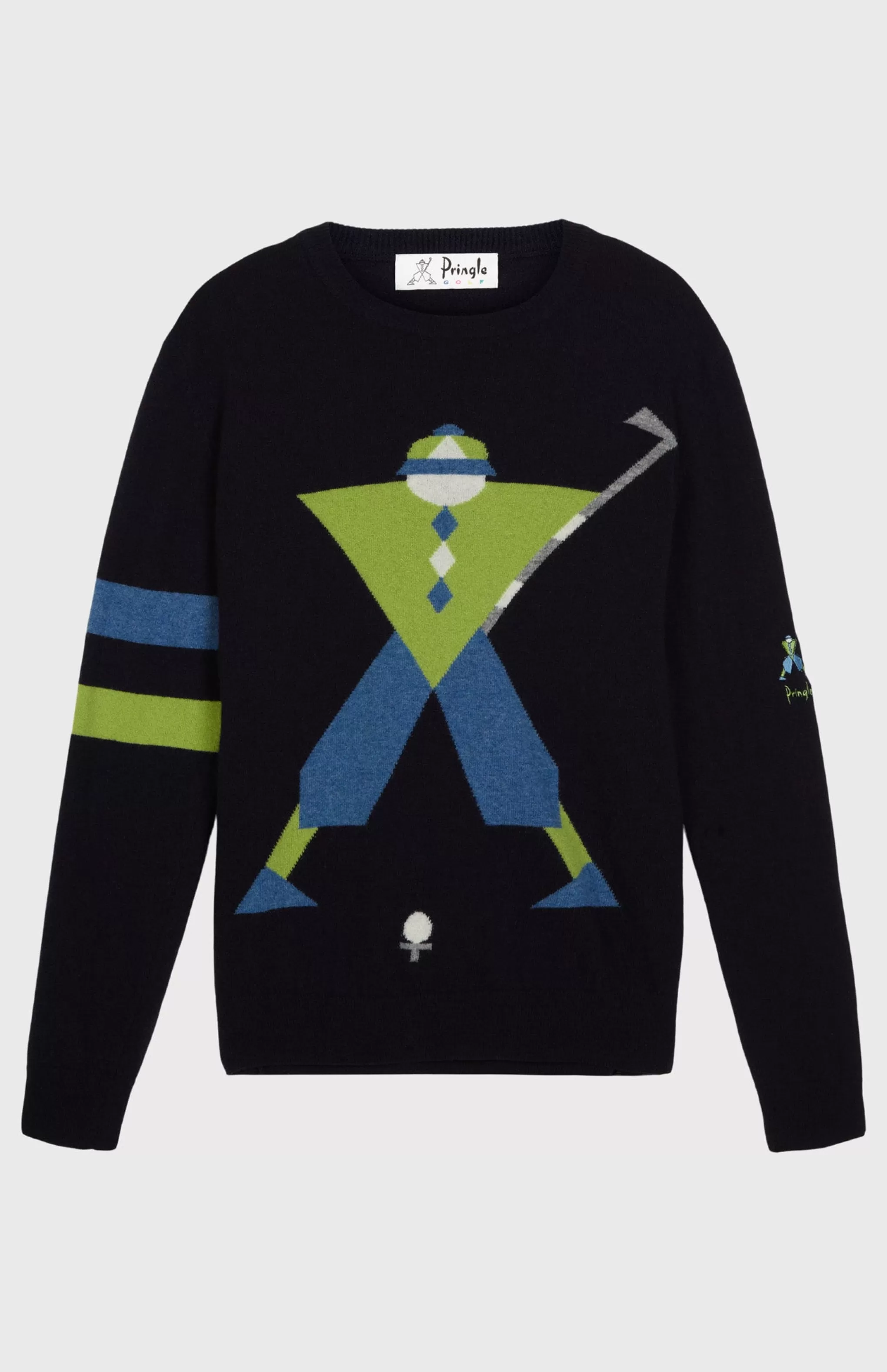 Discount Unisex Round Neck Geometric George Golf Jumper In Navy Men Jumpers