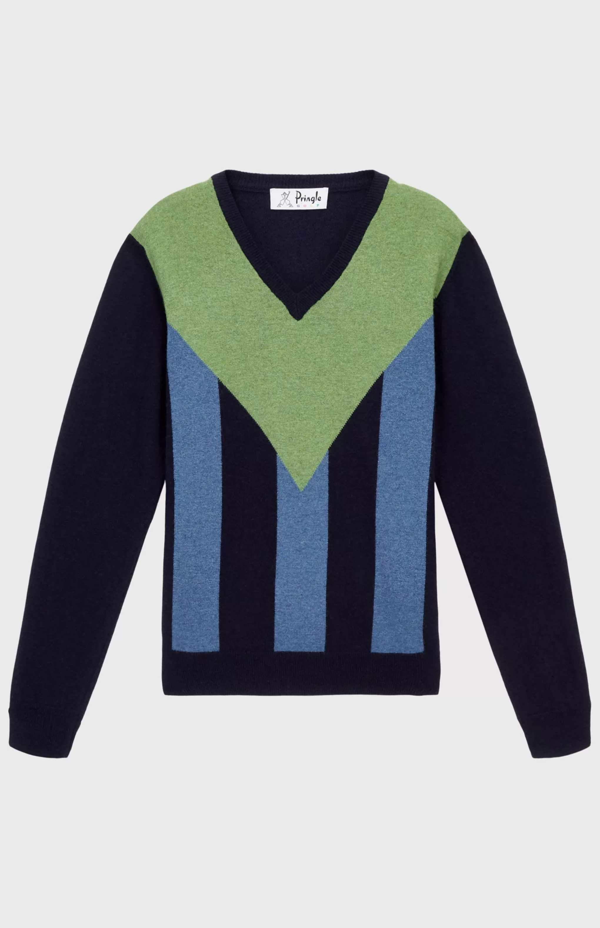 Shop Unisex V Neck Stripe Jumper In Navy Men Jumpers