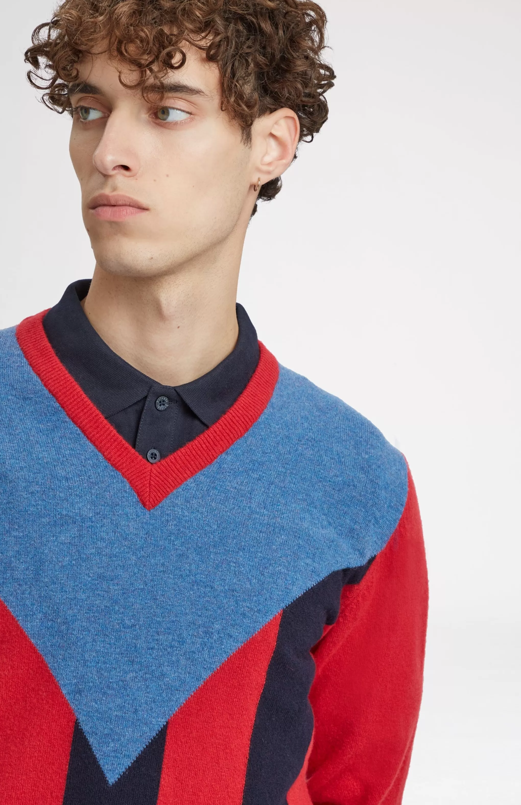 Flash Sale Unisex V Neck Stripe Jumper In Red Men Jumpers