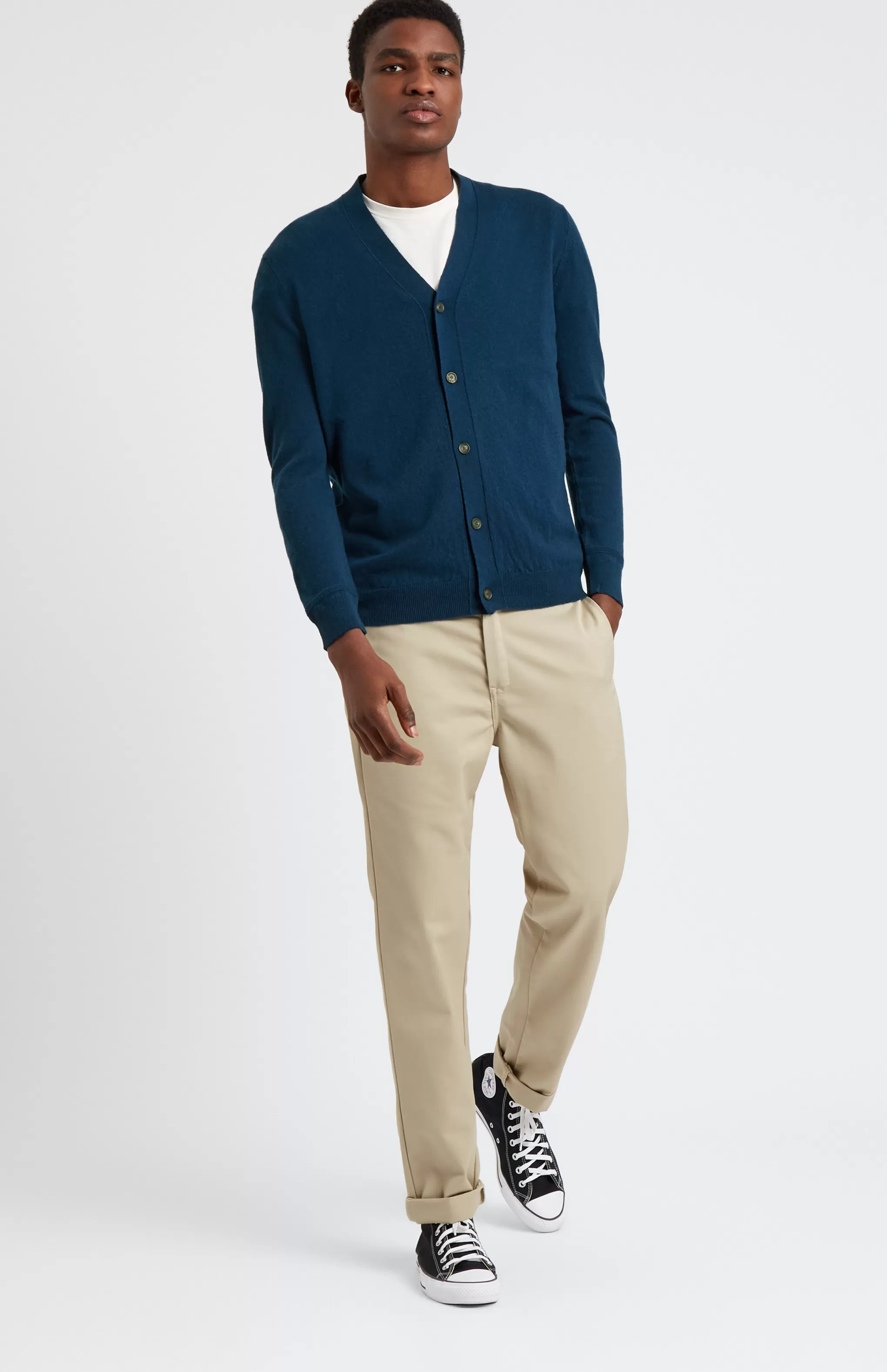 Outlet V Neck Cashmere Cardigan In Atlantic Blue Men Medium Weight Knits