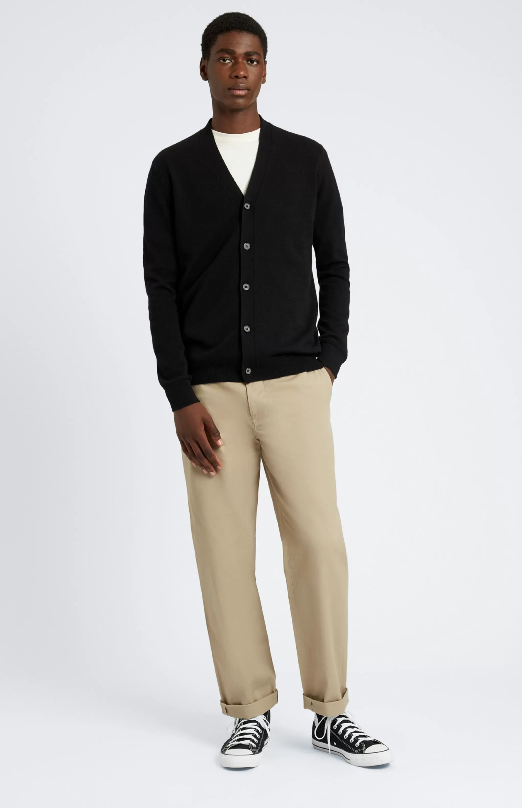 Clearance V Neck Cashmere Cardigan In Black Men Classic Cashmere