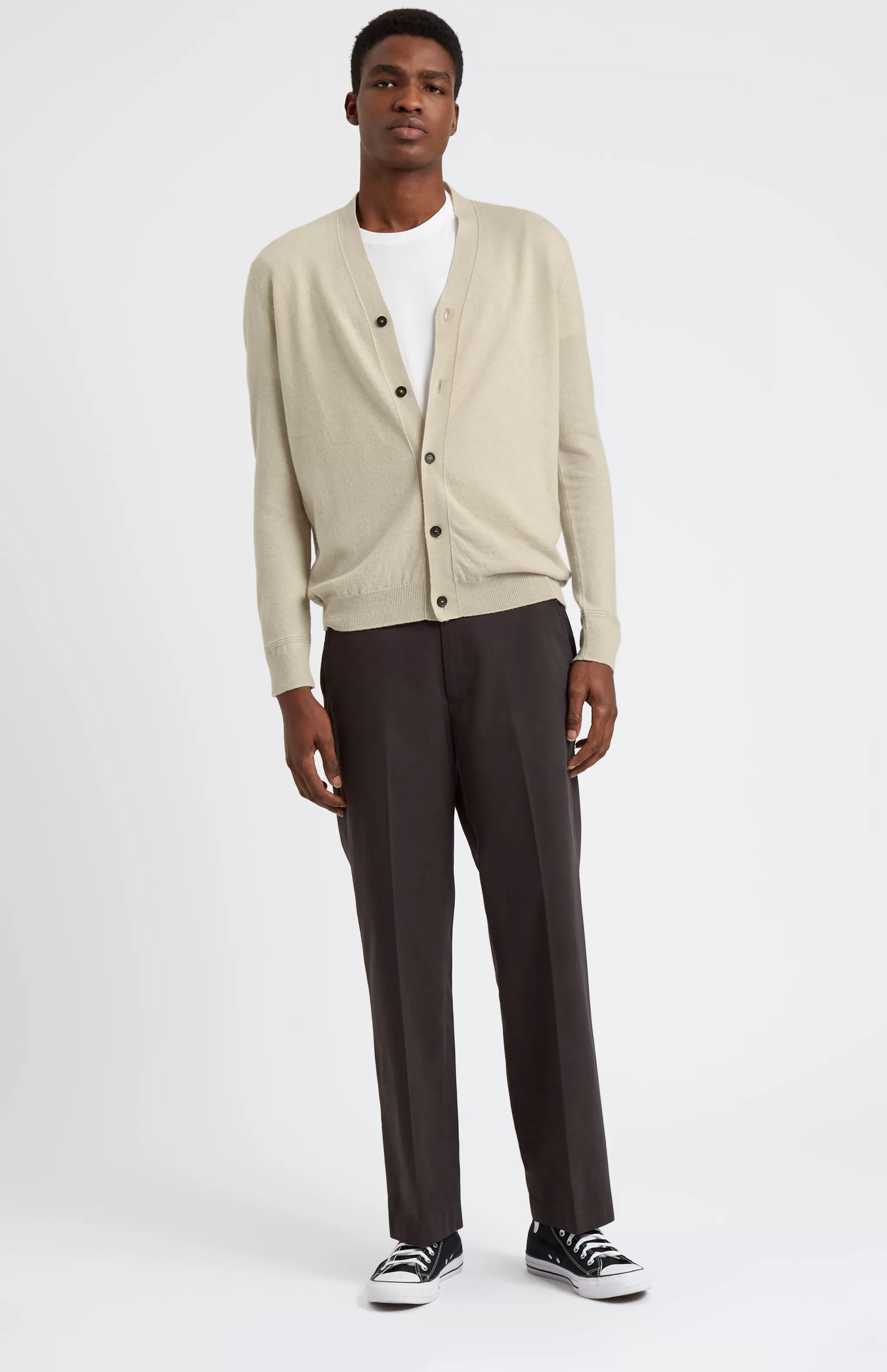Sale V Neck Cashmere Cardigan In Light Natural Men Cardigans
