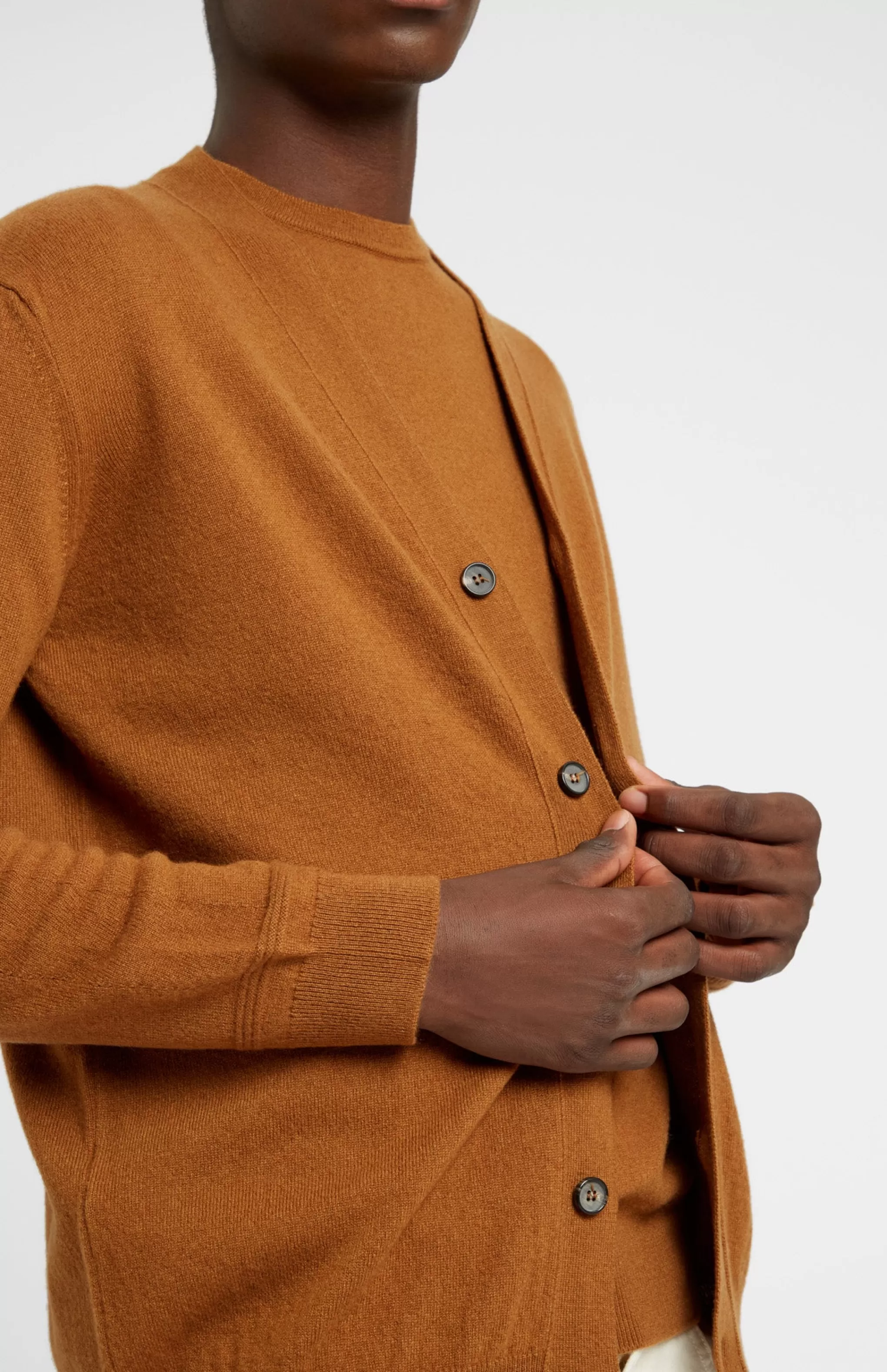 Best Sale V Neck Cashmere Cardigan In Vicuna Men Medium Weight Knits