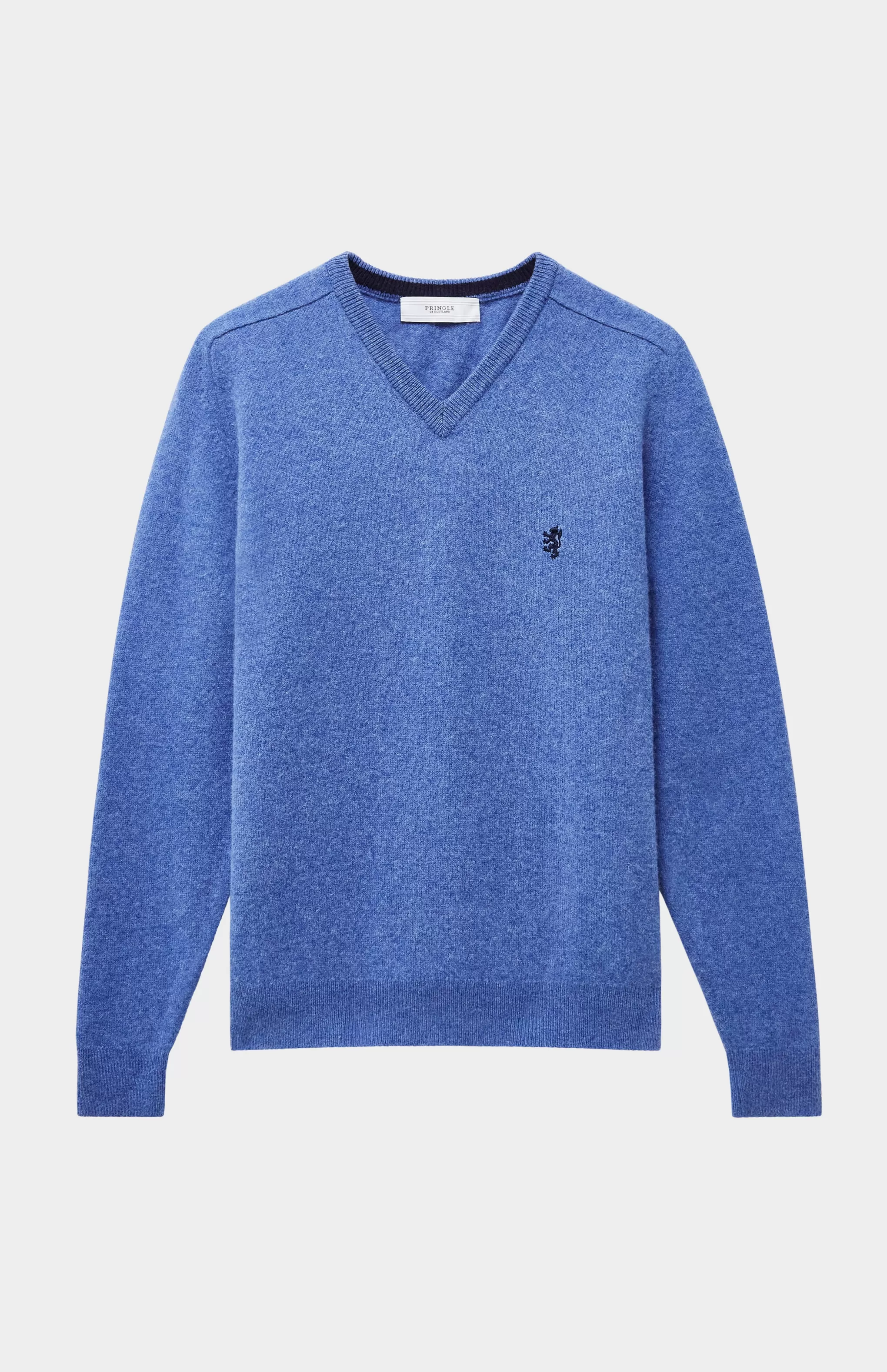 Discount V Neck Lion Lambswool Jumper In Blue Smoke / Navy Men Lambswool