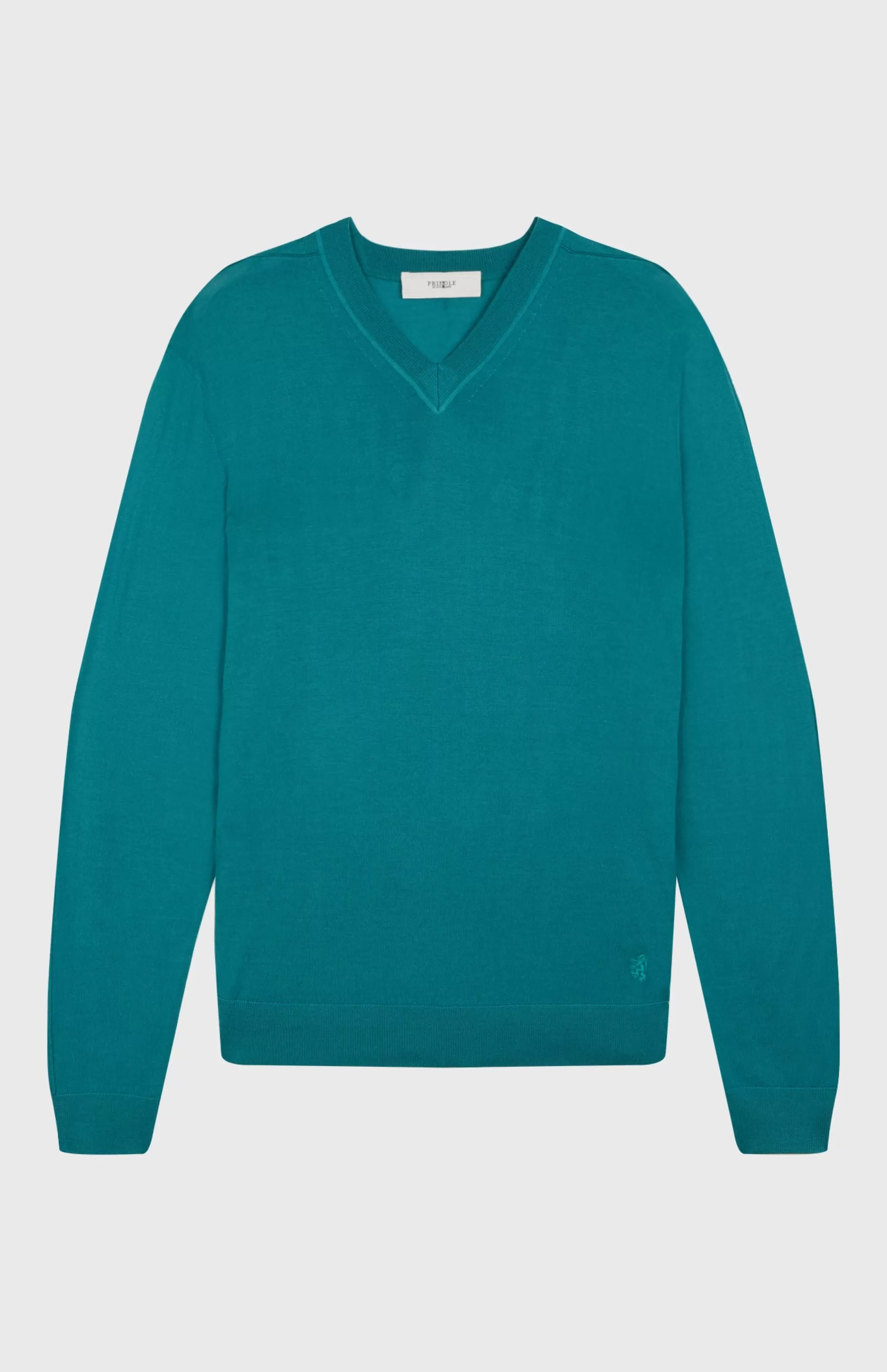Clearance V Neck Merino Wool Jumper In Jade Men Merino