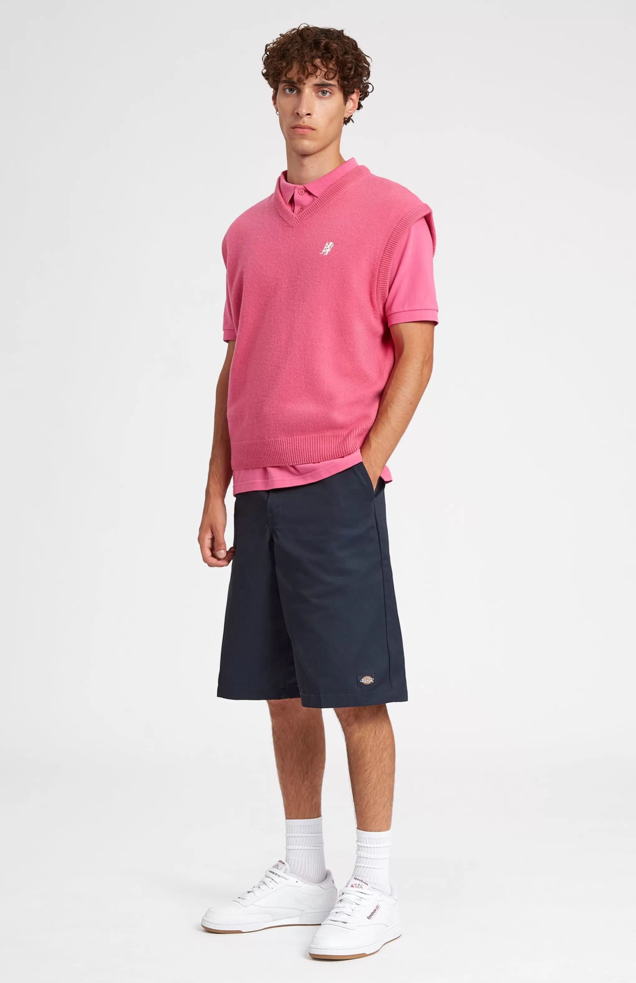 Cheap V Neck Sleeveless Golf Jumper In Heather Pink With Golfing Lion Logo Men/Women Vests