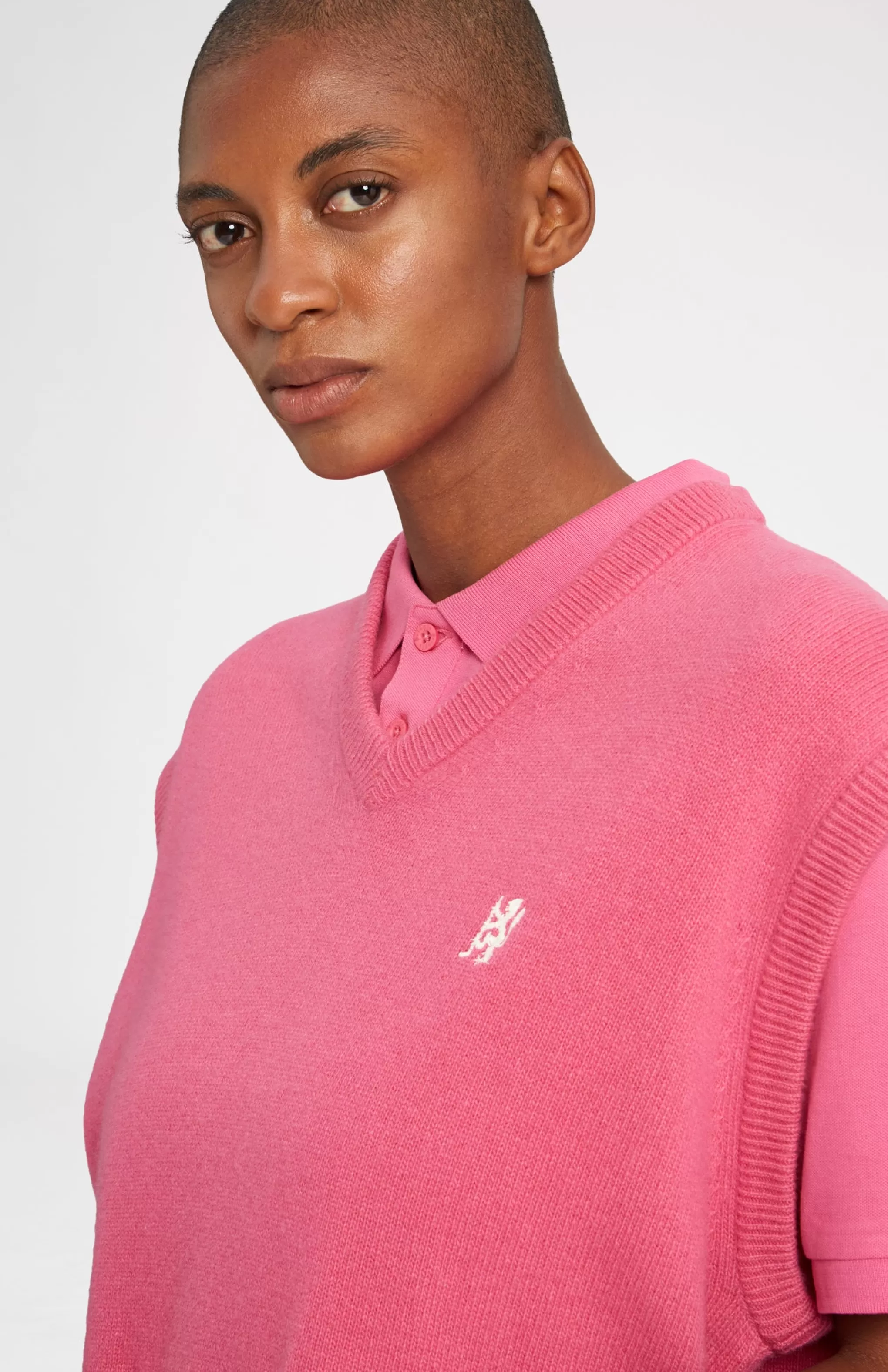 Cheap V Neck Sleeveless Golf Jumper In Heather Pink With Golfing Lion Logo Men/Women Vests