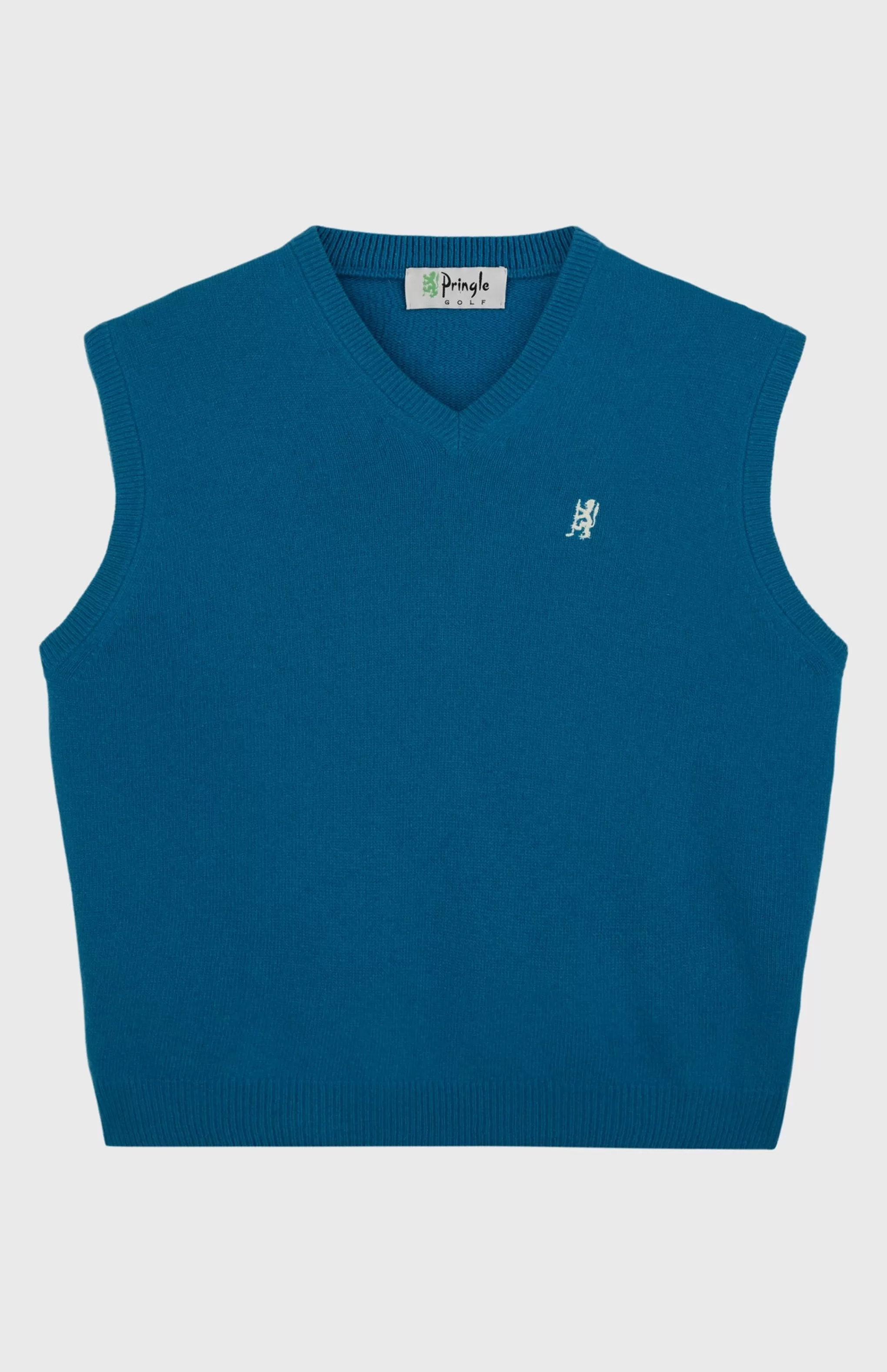 Store V Neck Sleeveless Golf Jumper In Lagoon With Golfing Lion Logo Men/Women V Neck Knits