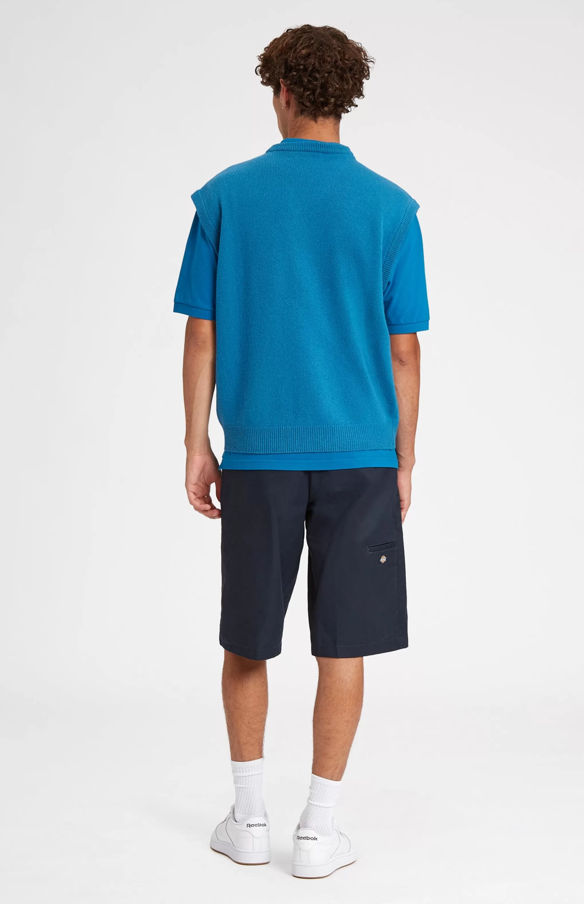Store V Neck Sleeveless Golf Jumper In Lagoon With Golfing Lion Logo Men/Women V Neck Knits