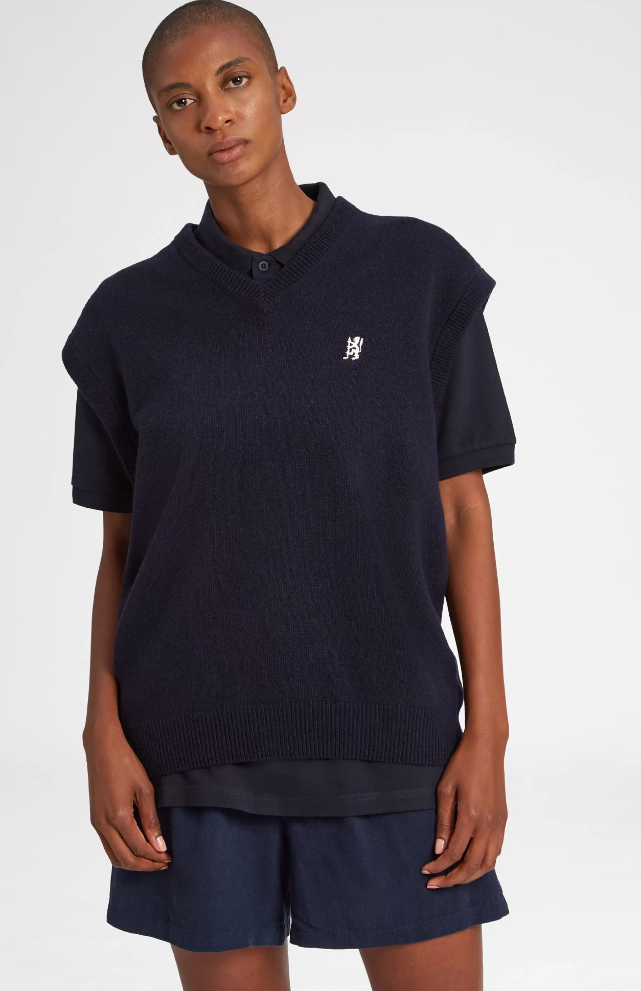 Sale V Neck Sleeveless Golf Jumper In Navy With Golfing Lion Logo Men/Women Vests