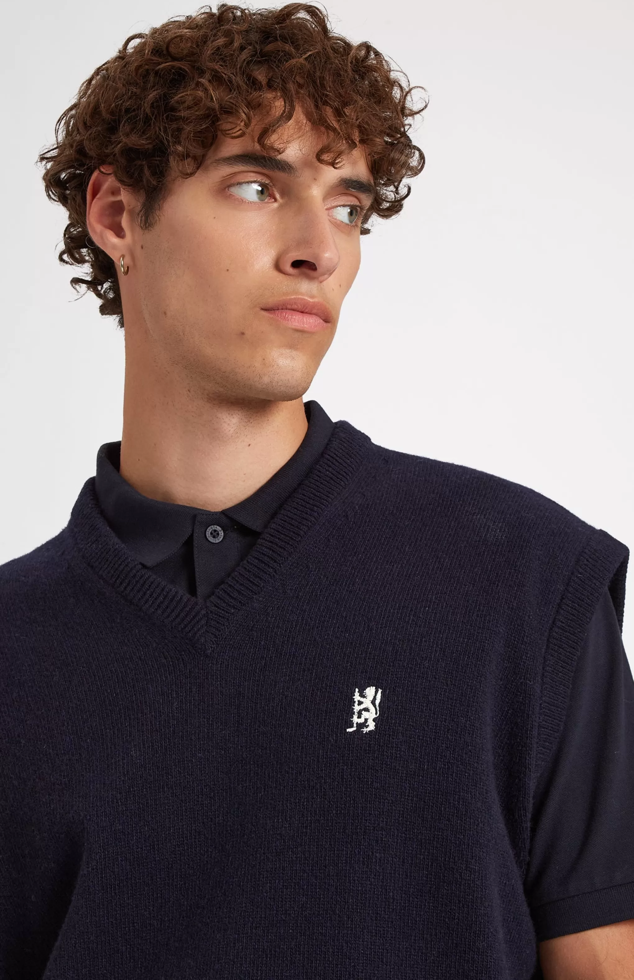 Sale V Neck Sleeveless Golf Jumper In Navy With Golfing Lion Logo Men/Women Vests