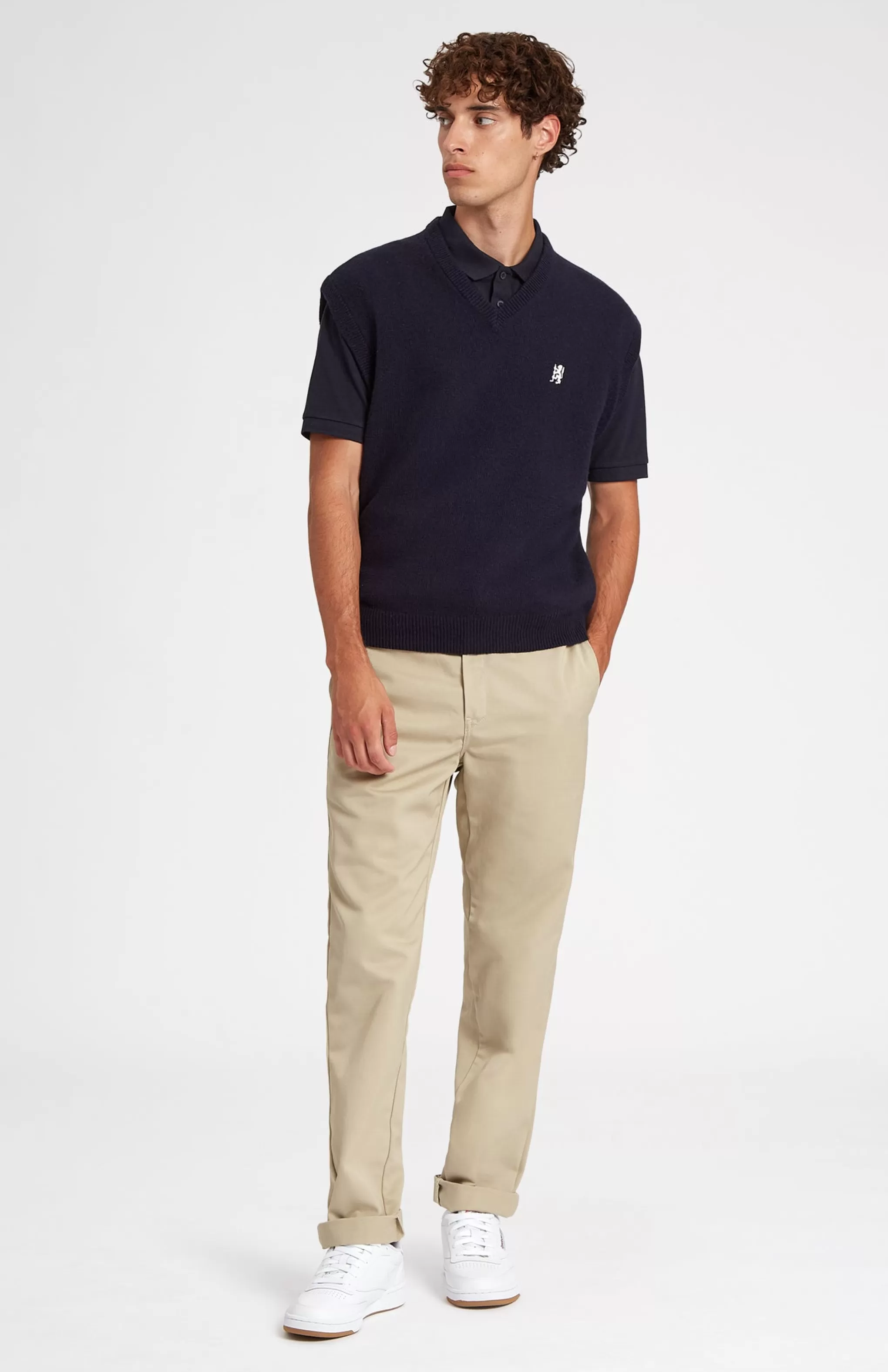 Sale V Neck Sleeveless Golf Jumper In Navy With Golfing Lion Logo Men/Women Vests
