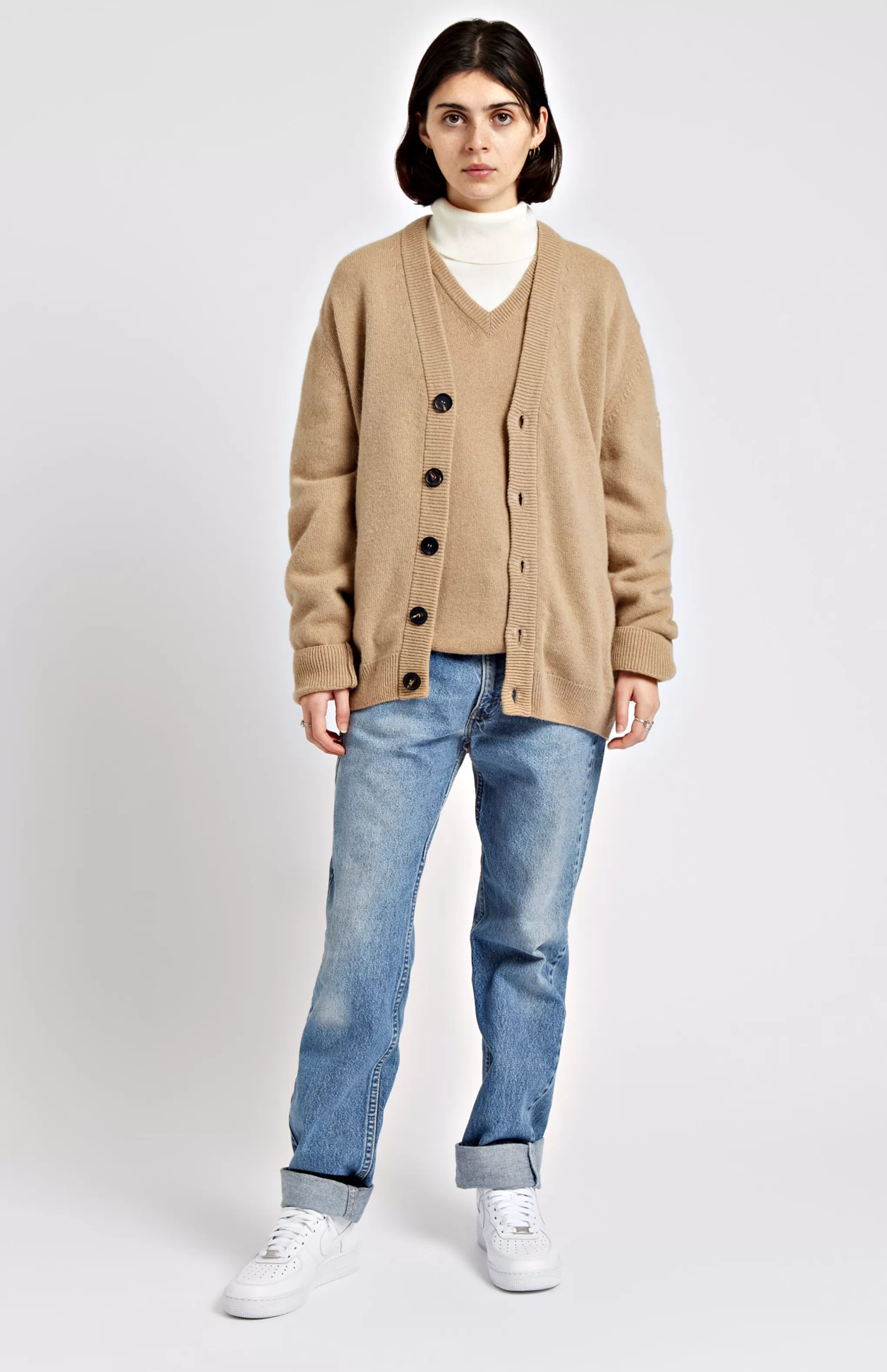 Flash Sale Women's Archive Lambswool Blend Cardigan In Camel Men/Women Medium Weight Knits