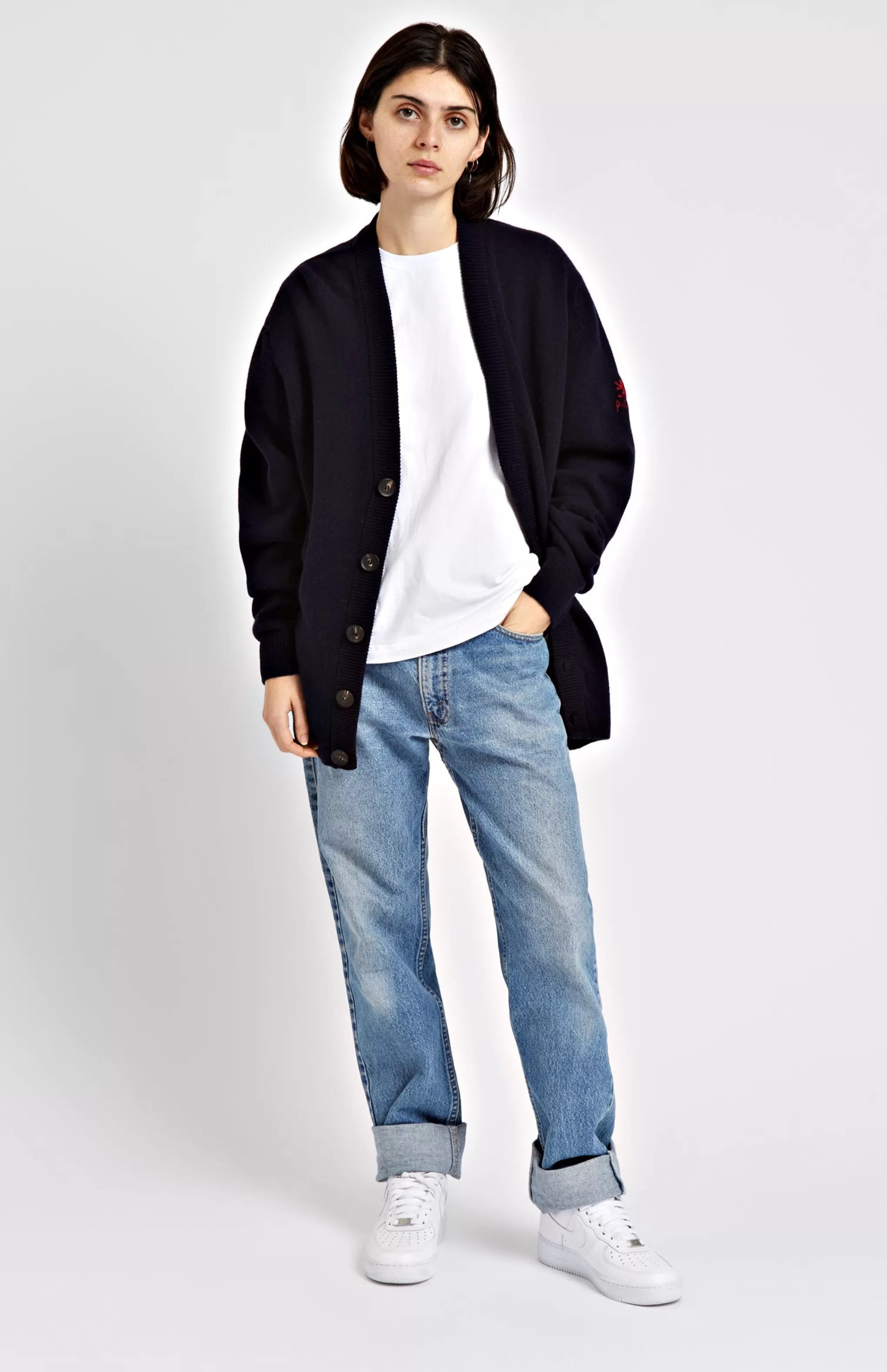 Clearance Women's Archive Lambswool Blend Cardigan In Navy Men/Women Lambswool