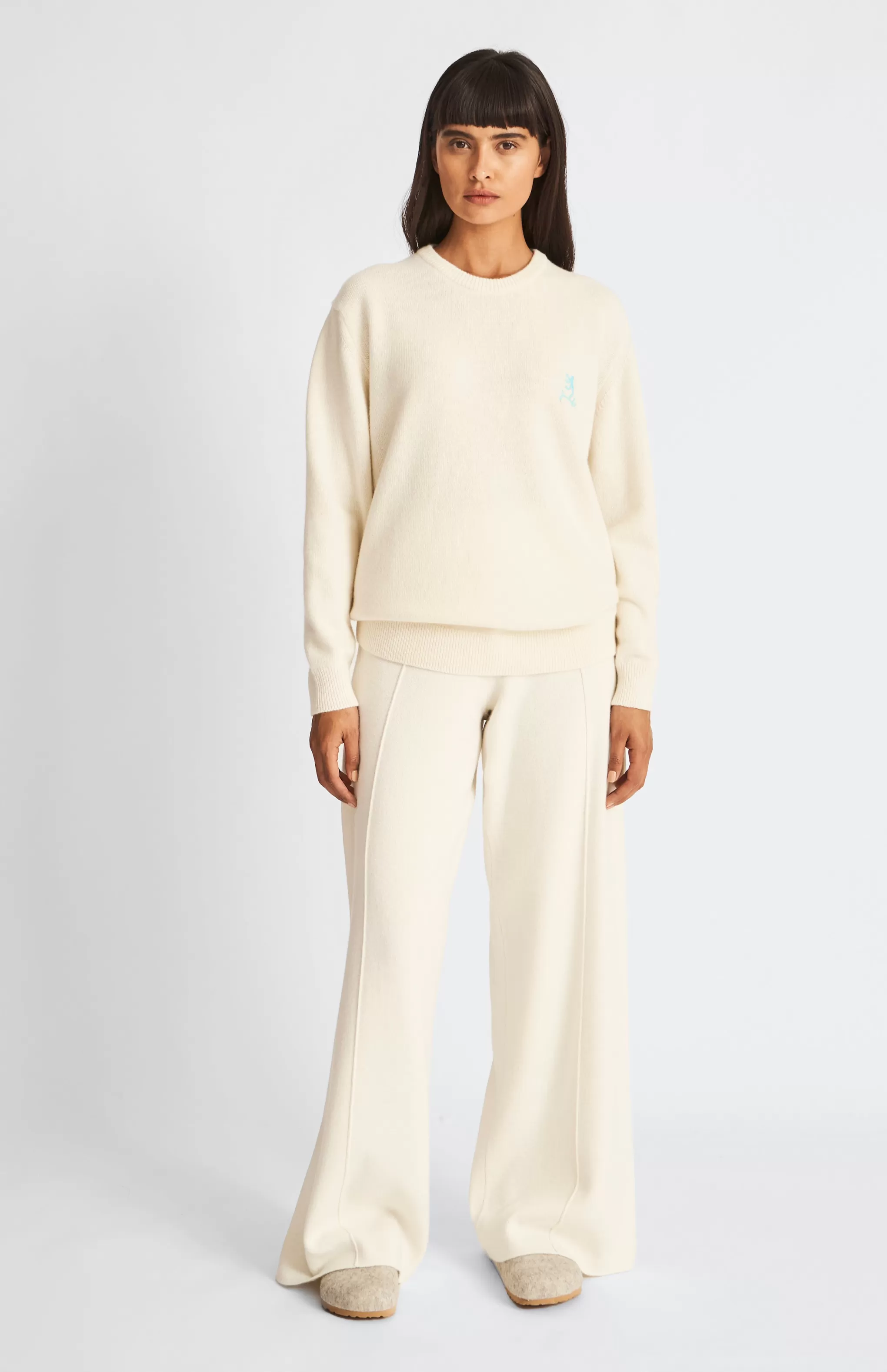 New Women's Archive Round Neck Lambswool Blend Jumper In Ivory Men/Women Round Neck Knits