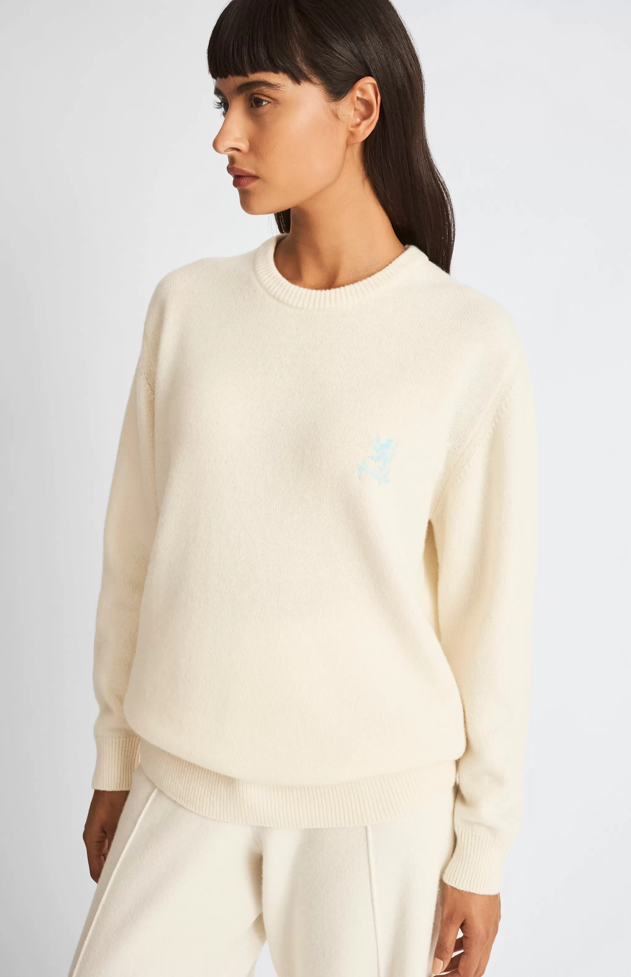 New Women's Archive Round Neck Lambswool Blend Jumper In Ivory Men/Women Round Neck Knits