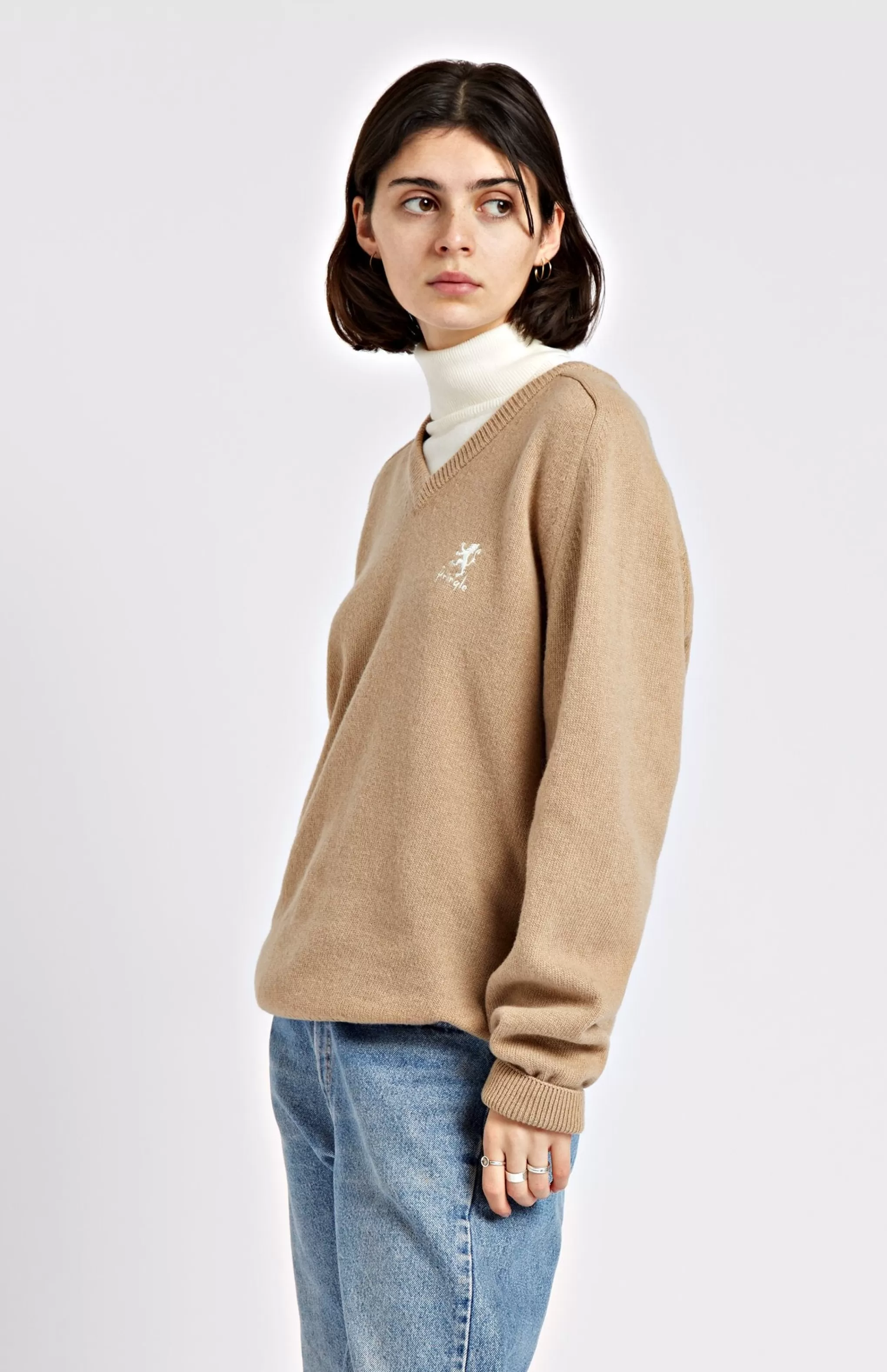 Sale Women's Archive V Neck Lambswool Blend Jumper In Camel Men Pringle Heritage Unisex Collections