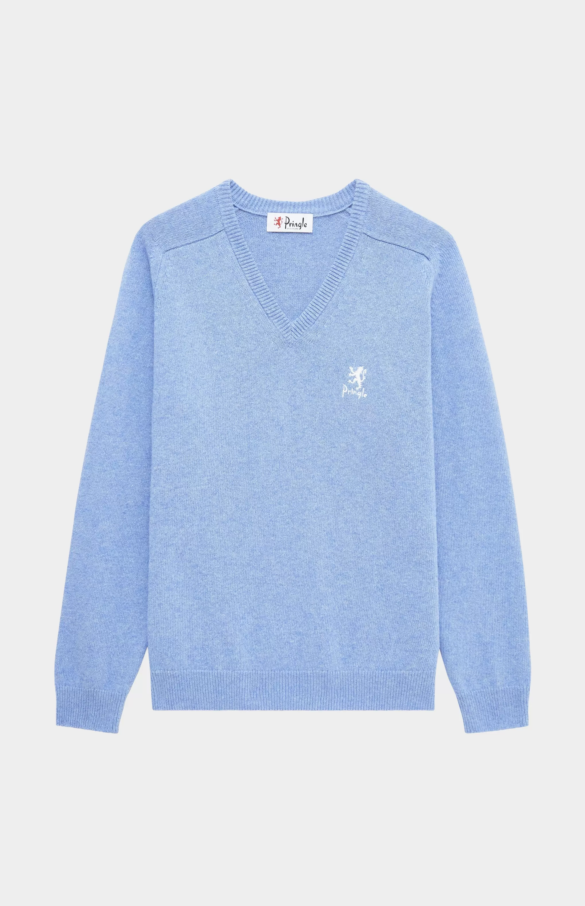 Sale Women's Archive V Neck Lambswool Blend Jumper In Carolina Blue Men/Women V Neck Knits
