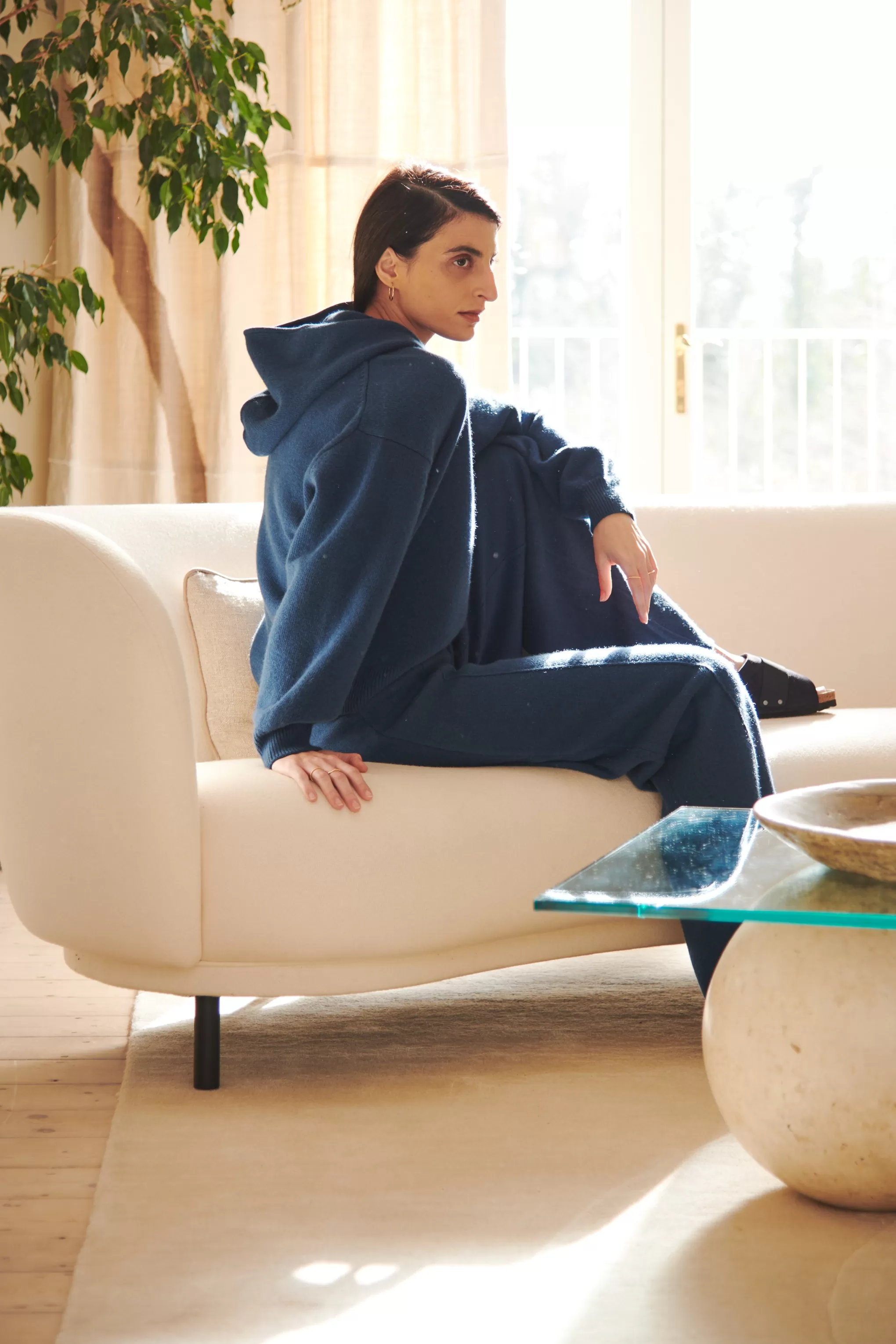 Hot Women's Cashmere Blend Hoodie In Night Sky Men/Women Loungewear