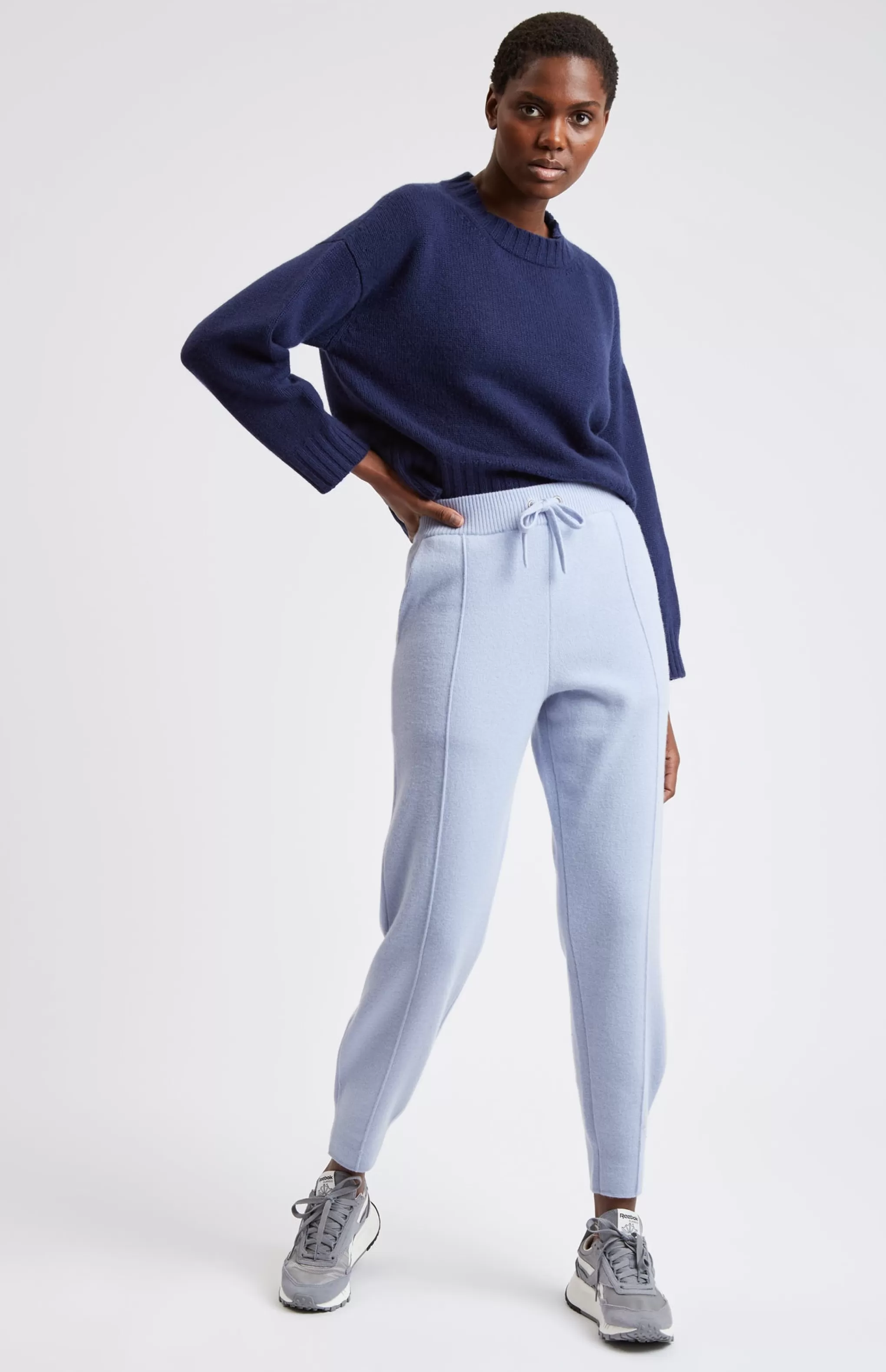 Best Sale Women's Cashmere Blend Joggers In Light Blue Men/Women Loungewear