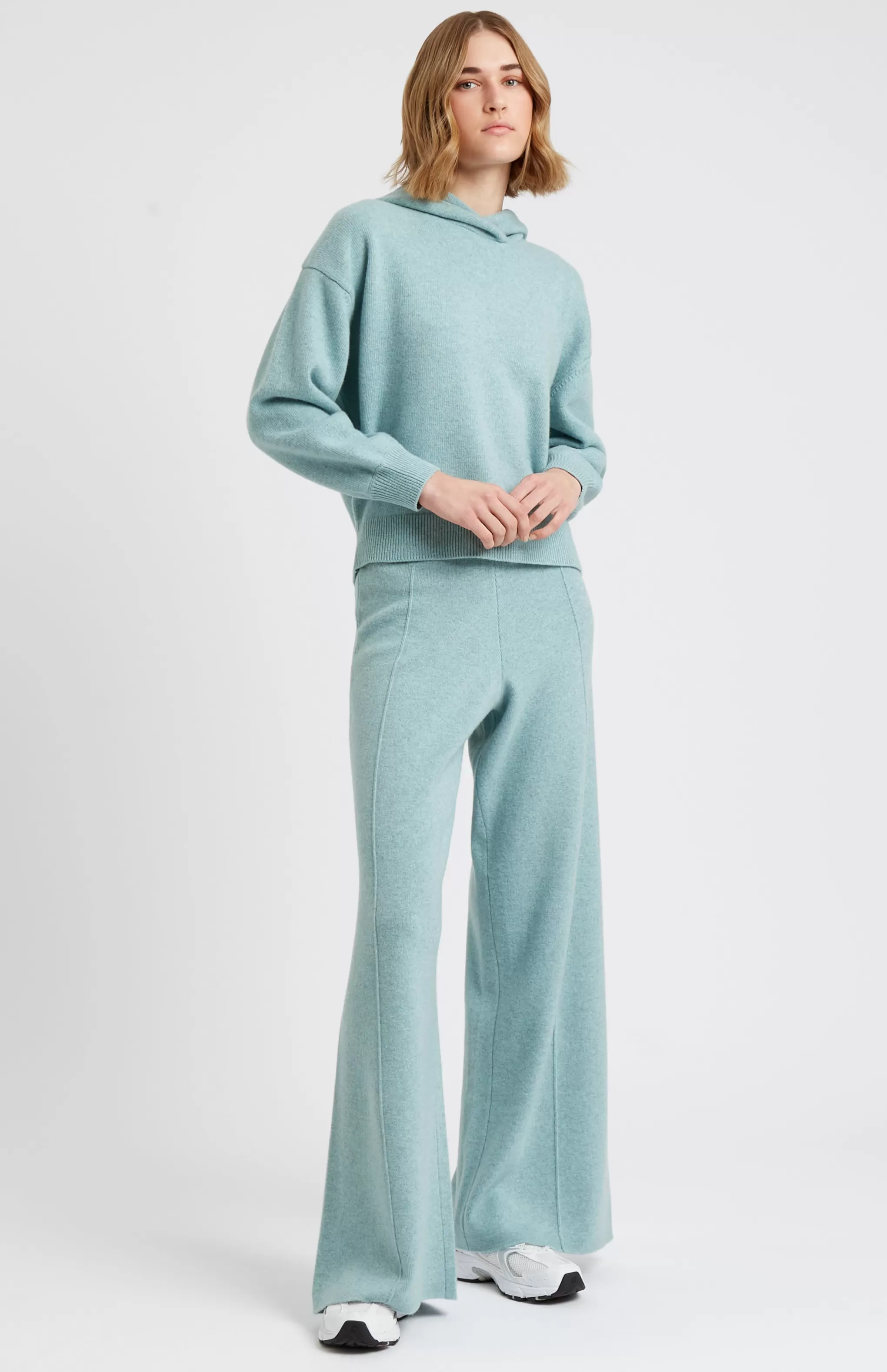 Shop Women's Cashmere Blend Trousers In Aqua Melange Men/Women Loungewear