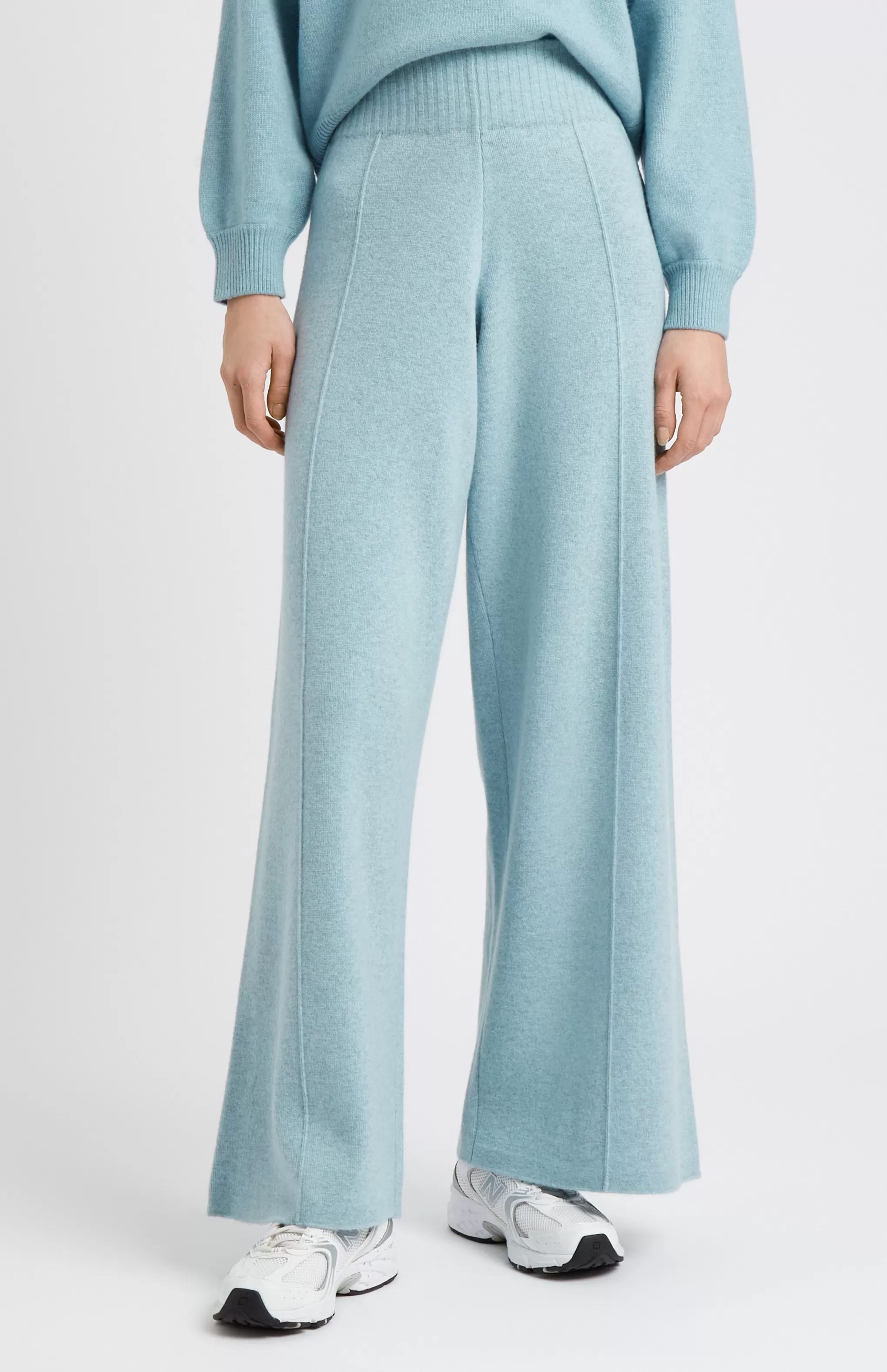 Shop Women's Cashmere Blend Trousers In Aqua Melange Men/Women Loungewear