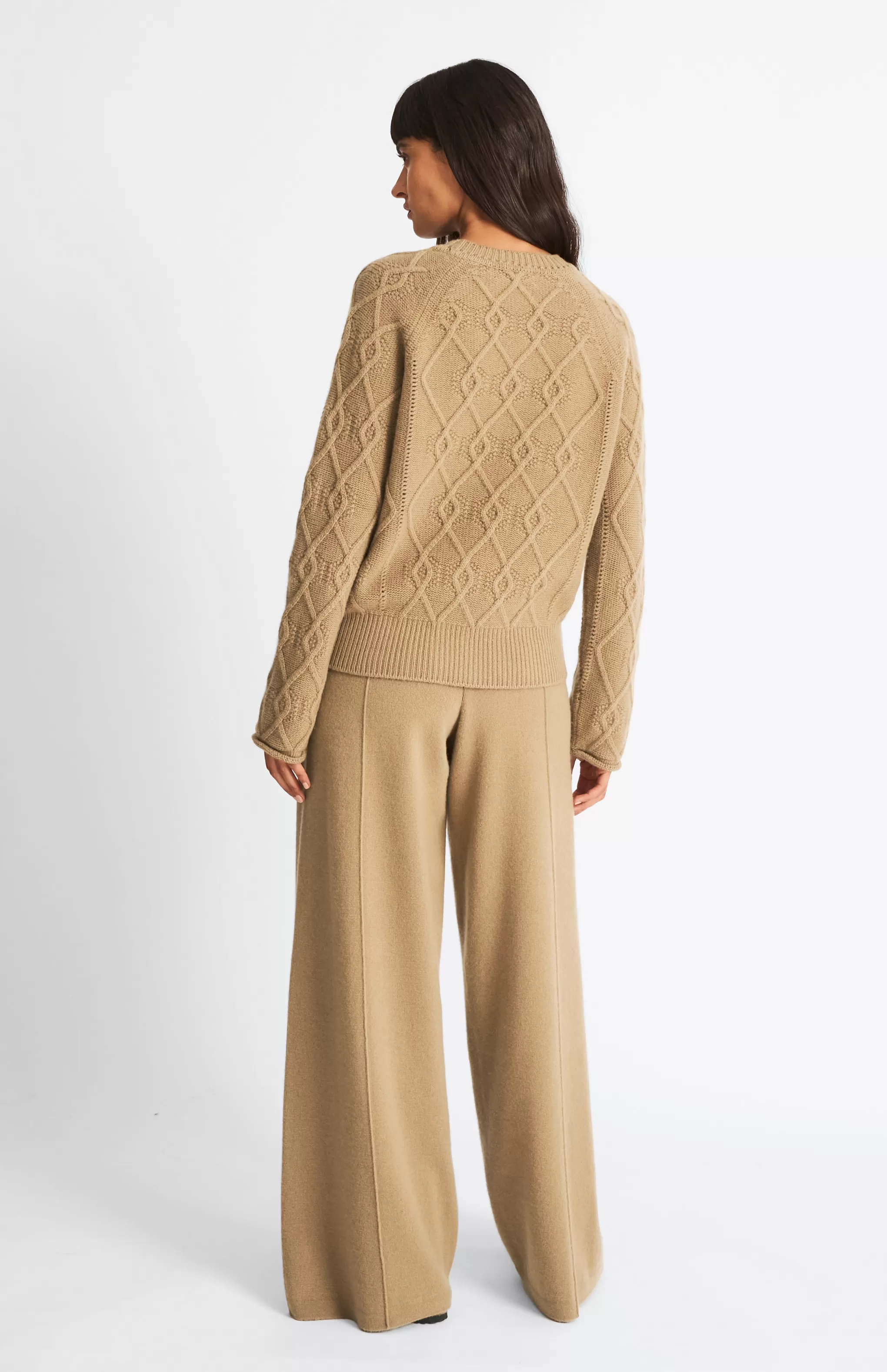 New Women's Cashmere Blend Trousers In Camel Men/Women Loungewear