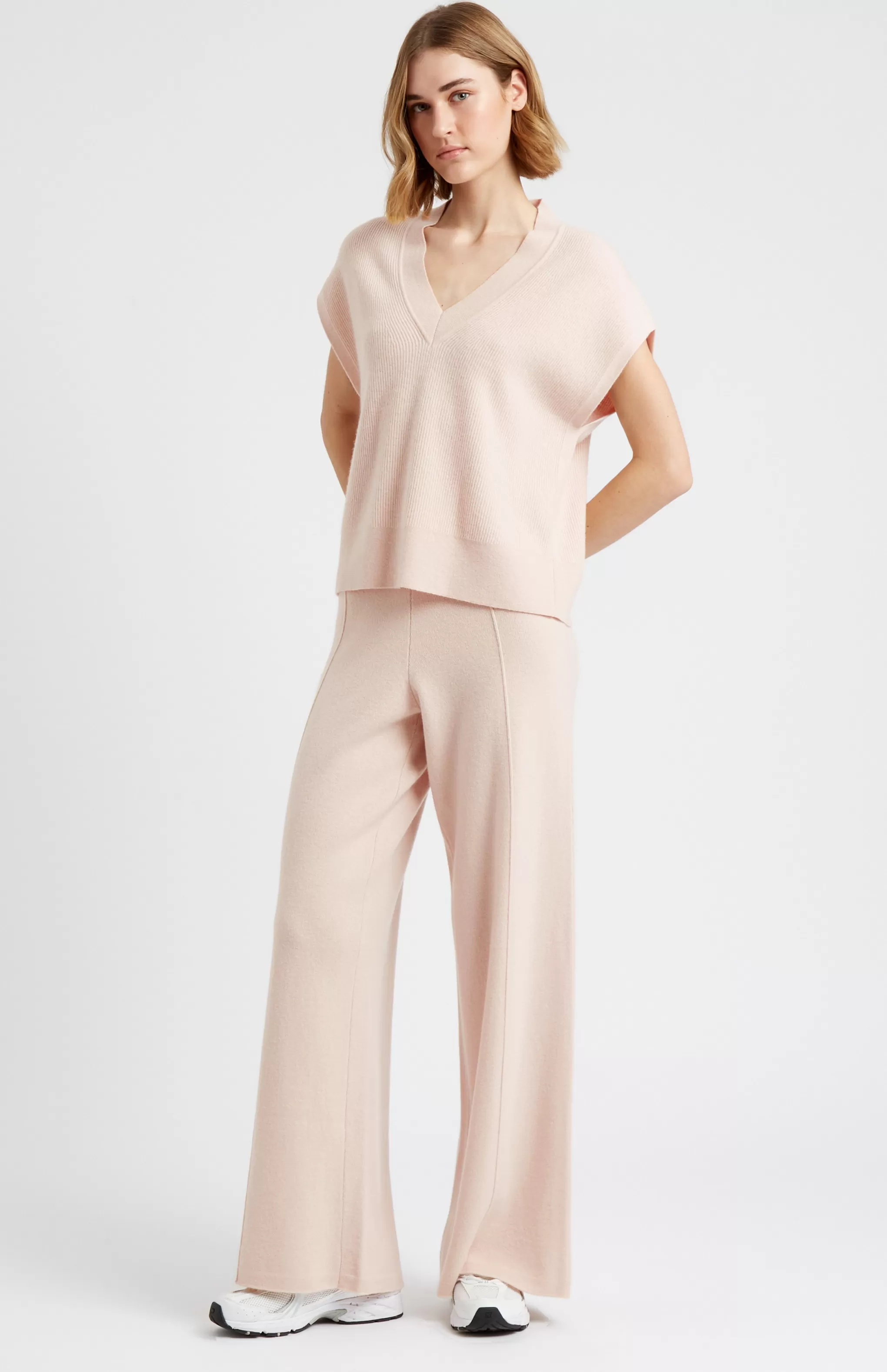 Hot Women's Cashmere Blend Trousers In Pink Champagne Men/Women Loungewear